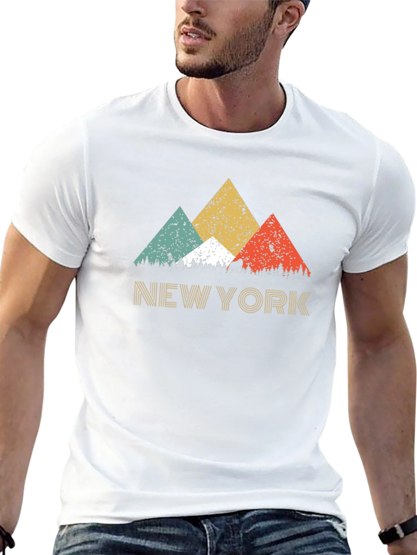 Black Retro New York Mountain Graphic Tee view 13