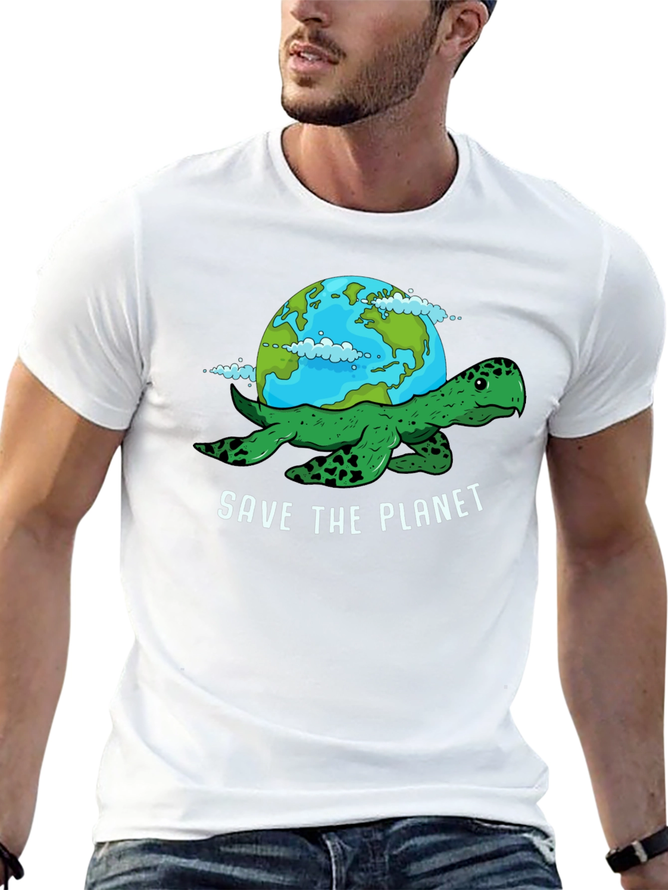 Black Save the Planet Turtle Graphic Tee view 13