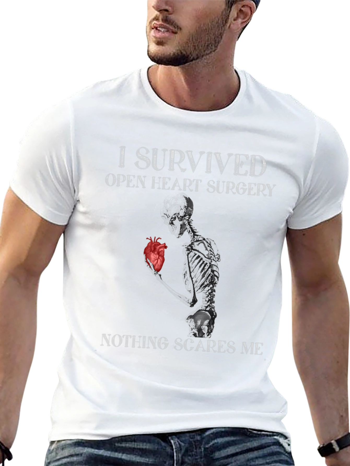 Black I Survived Open Heart Surgery Graphic Tee view 13