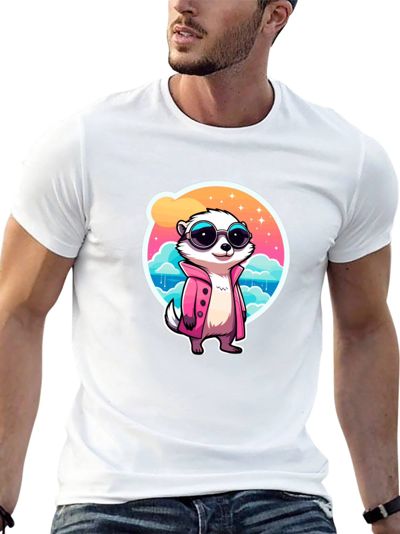 Black Cool Meerkat Graphic Tee view 13