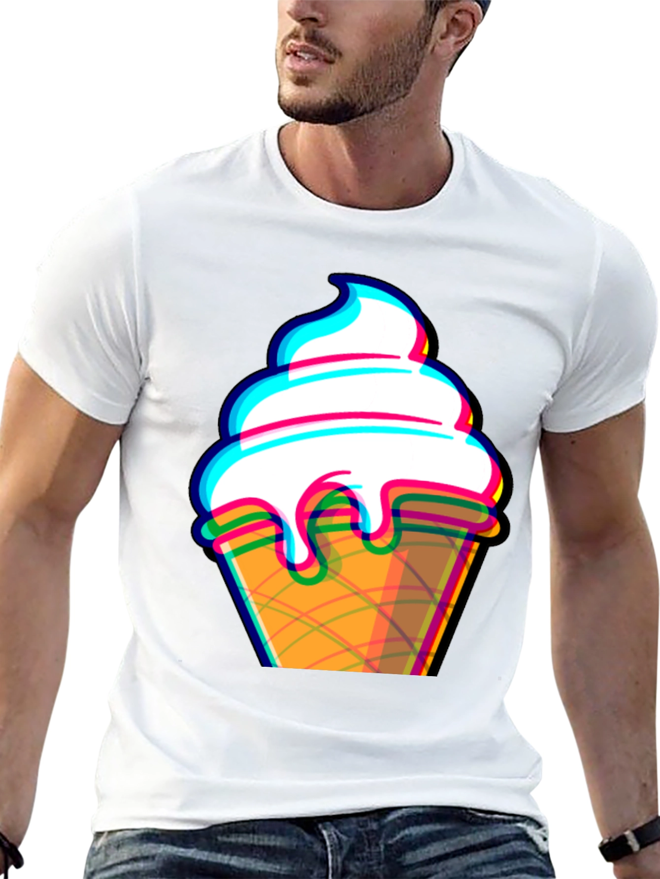 Black Ice Cream Cone Graphic Tee - Black Cotton T-Shirt view 13