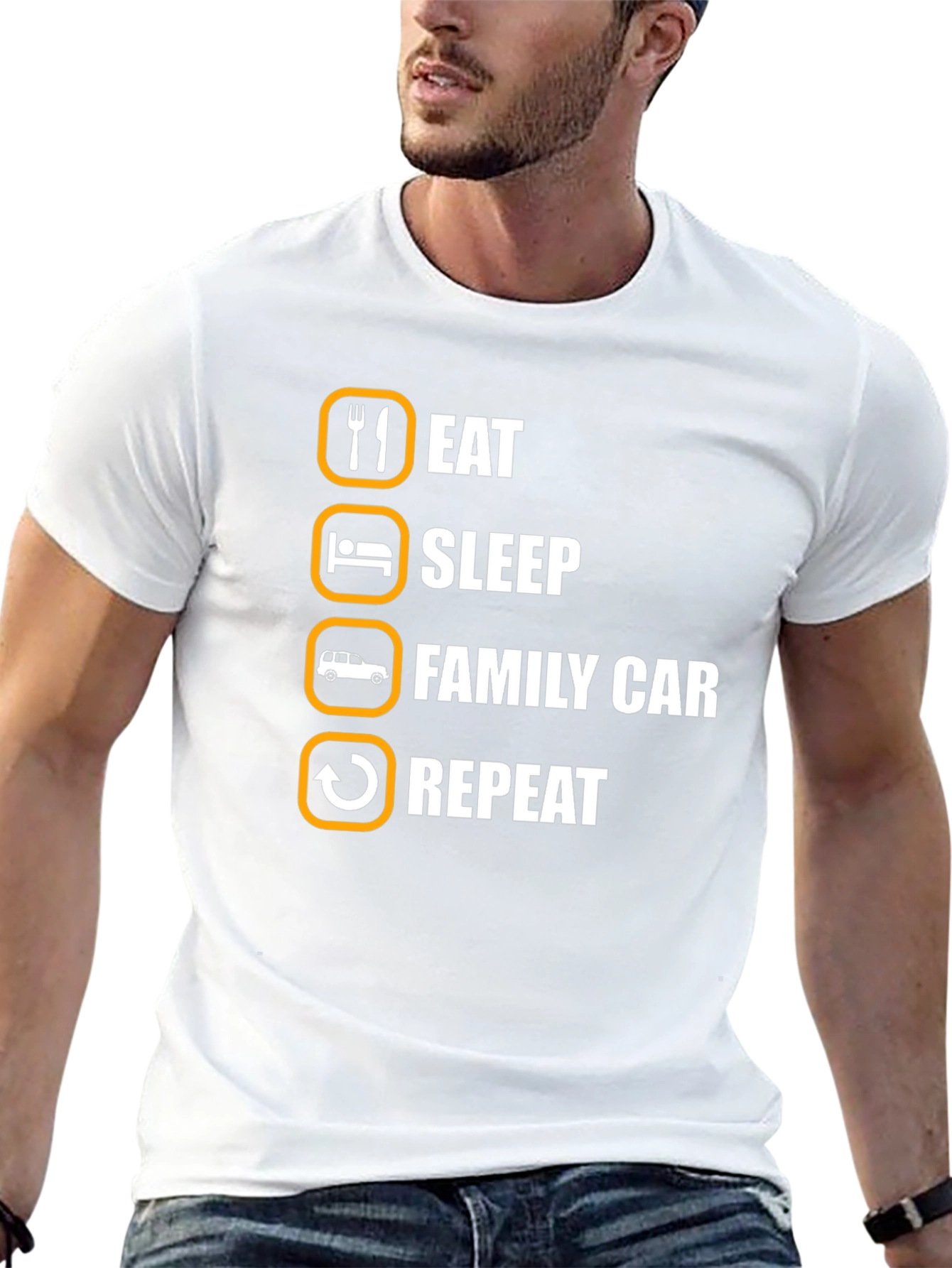 Black Eat Sleep Family Car Repeat T-Shirt view 13