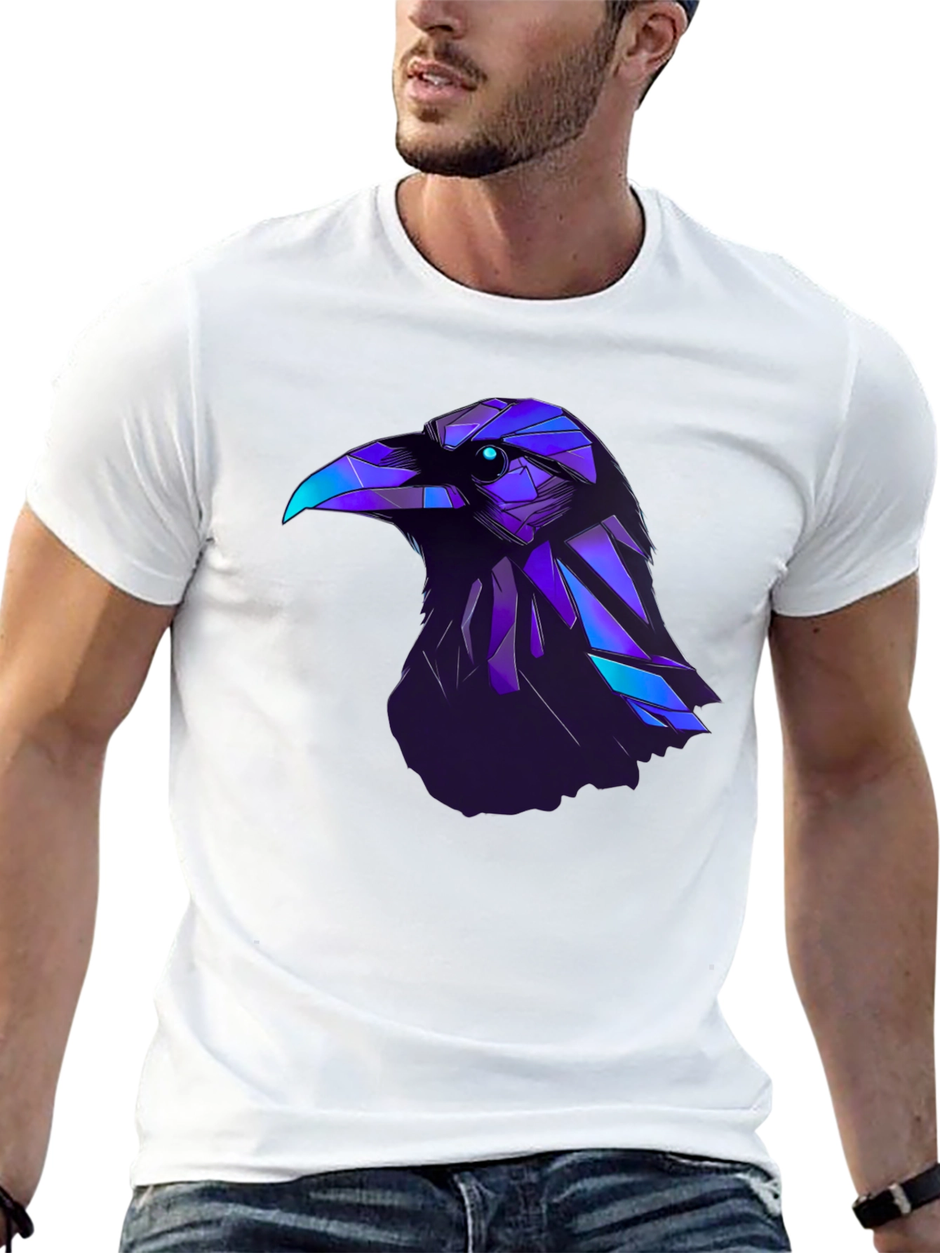 Black Raven Graphic T-Shirt - Modern Geometric Bird Design view 13