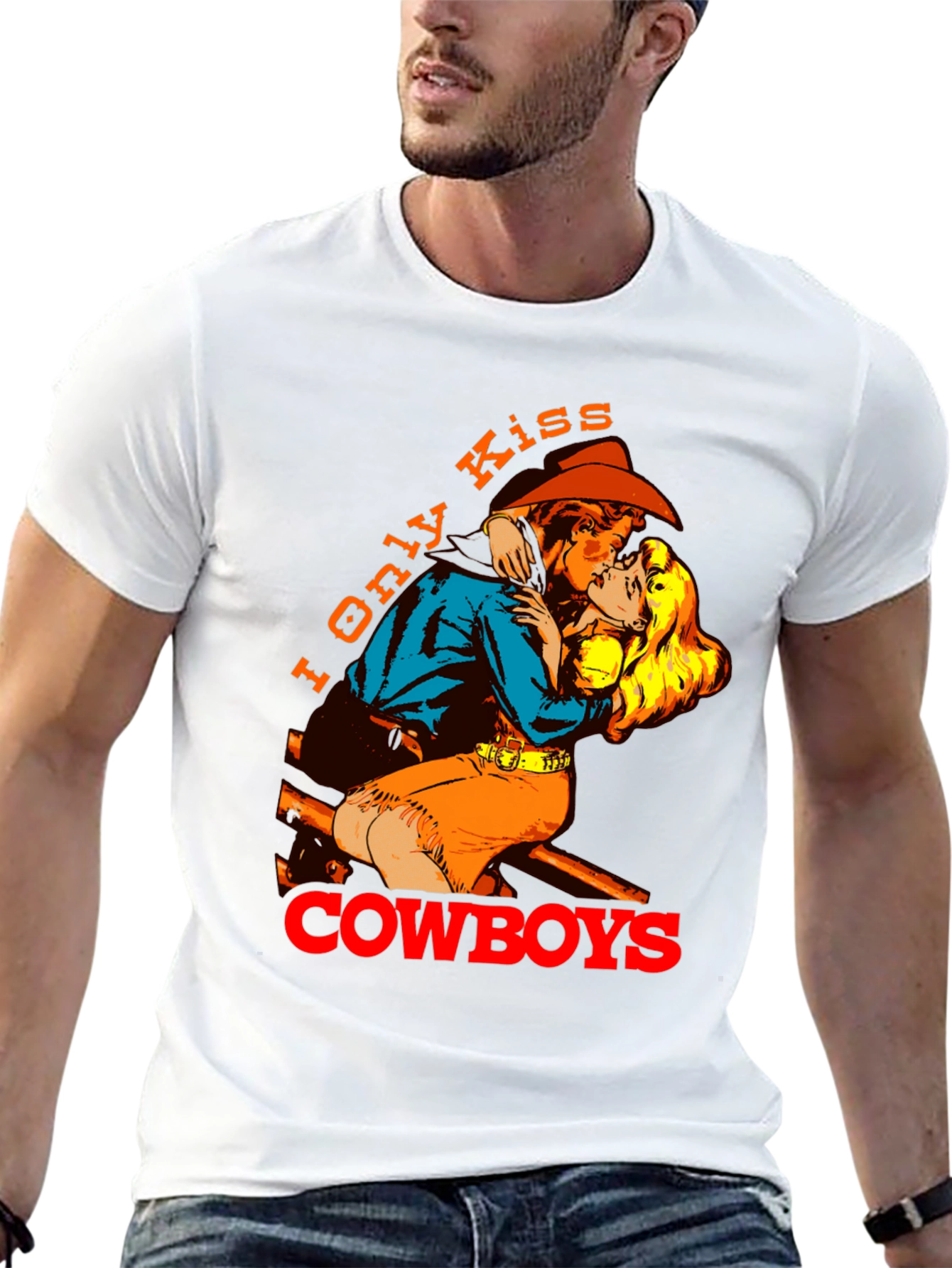 Black I Only Kiss Cowboys Graphic Tee - Western Style view 13