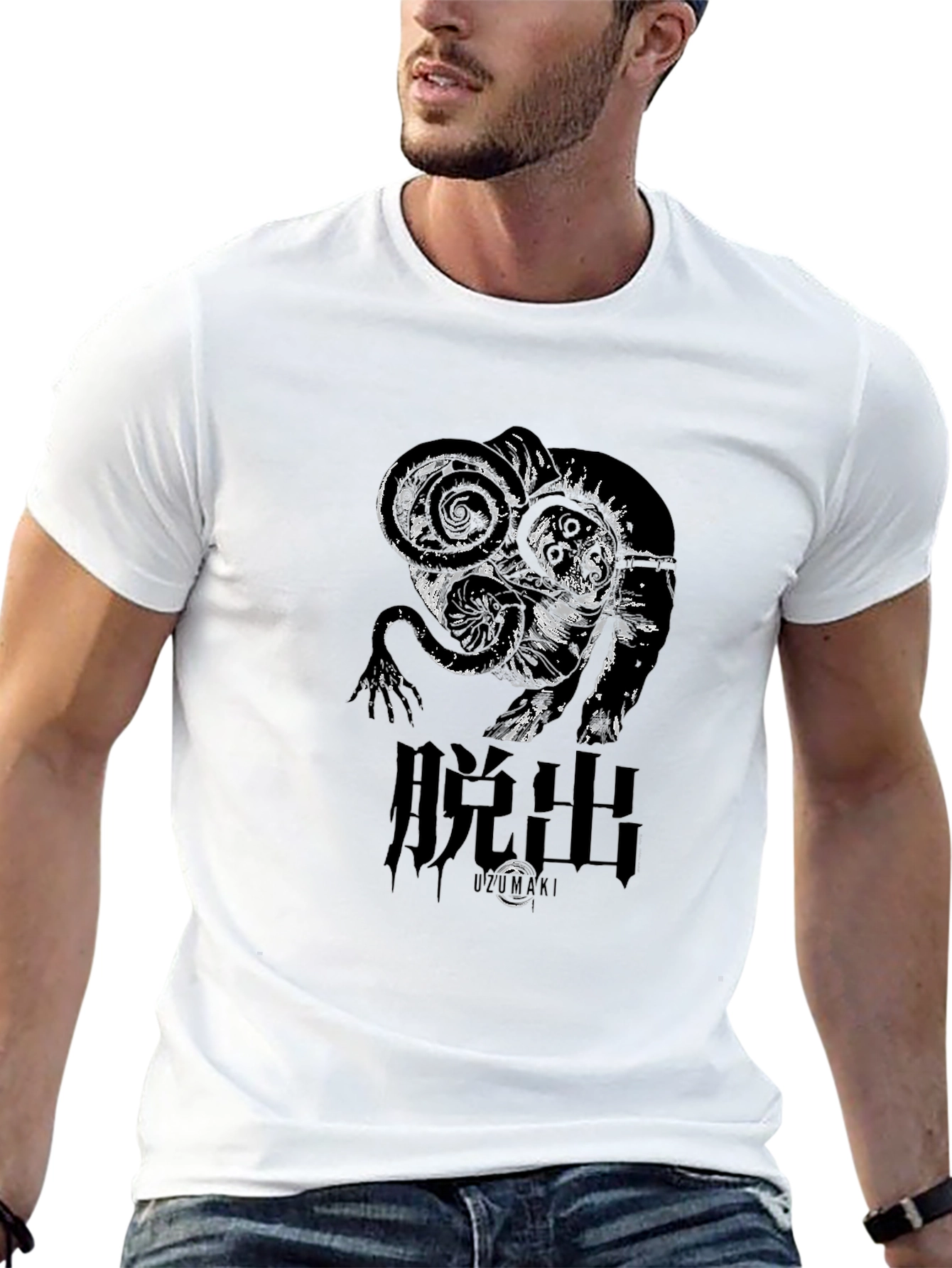 Black Uzumaki Manga Inspired Black T-Shirt view 13