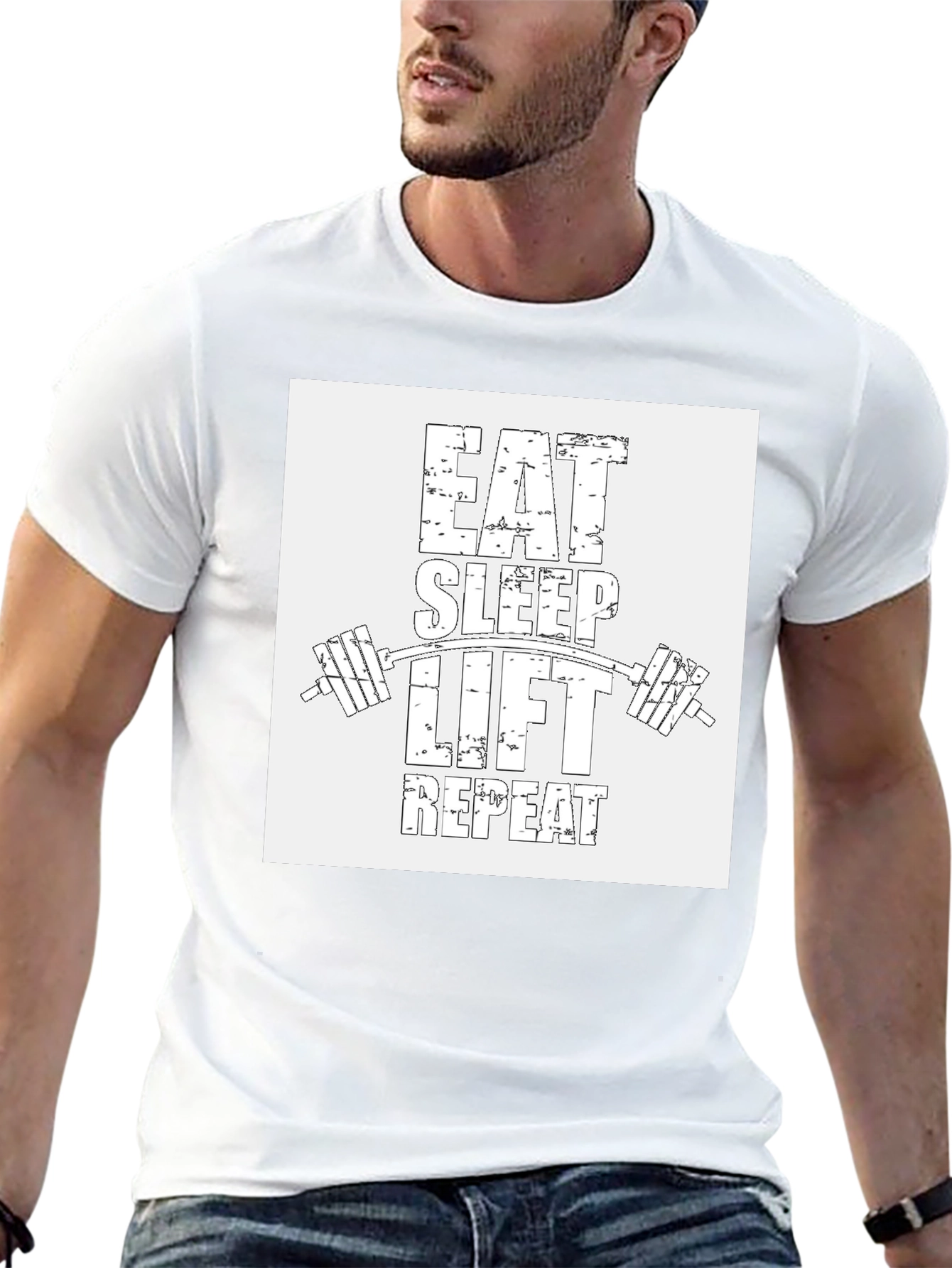 Black Eat Sleep Lift Repeat Black T-Shirt view 13