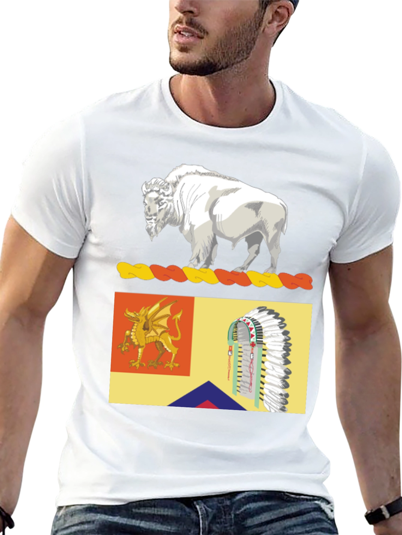 Black Buffalo, Dragon, & Headdress Graphic Tee view 13