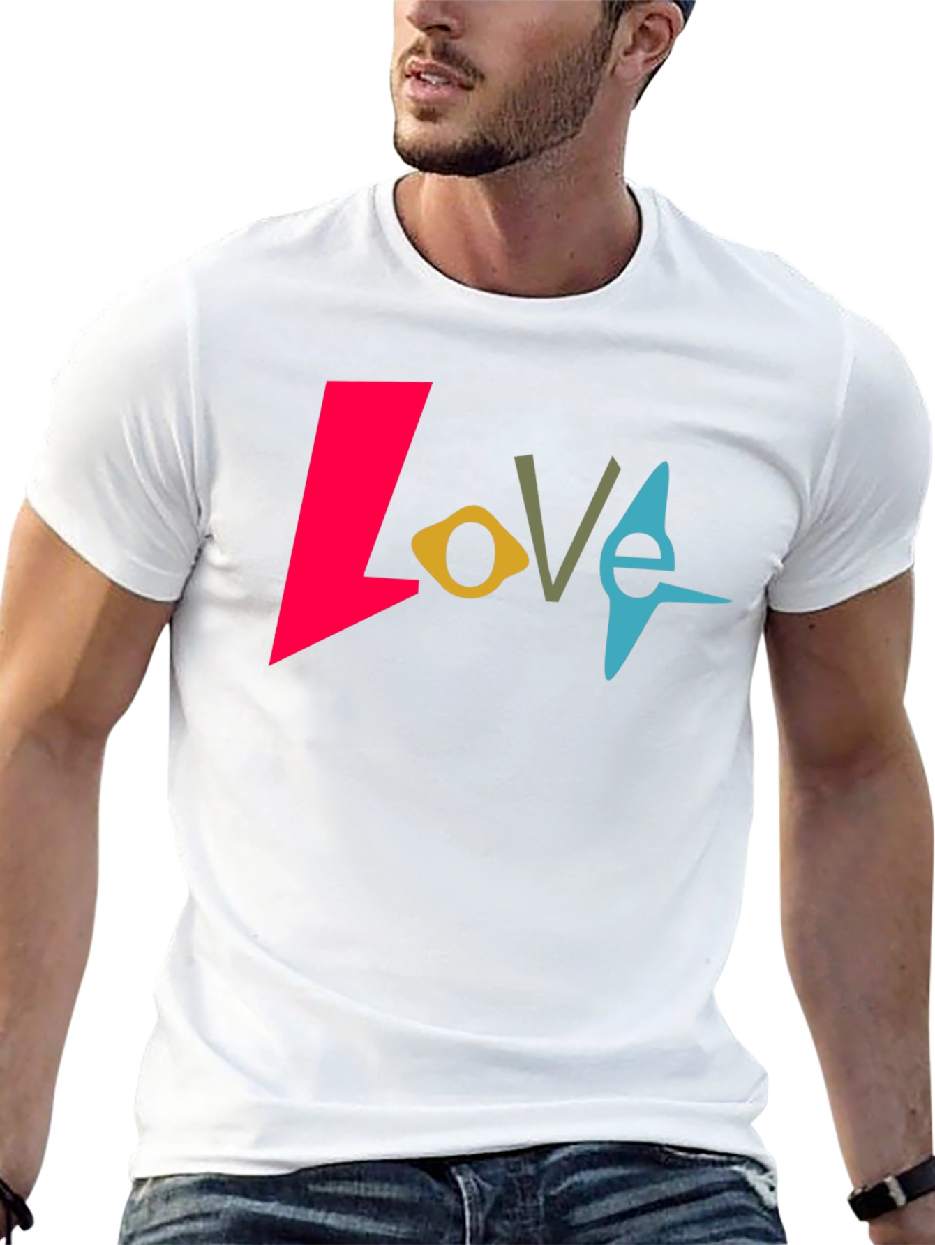 Black Colorful 'Love' Graphic Black T-Shirt view 13