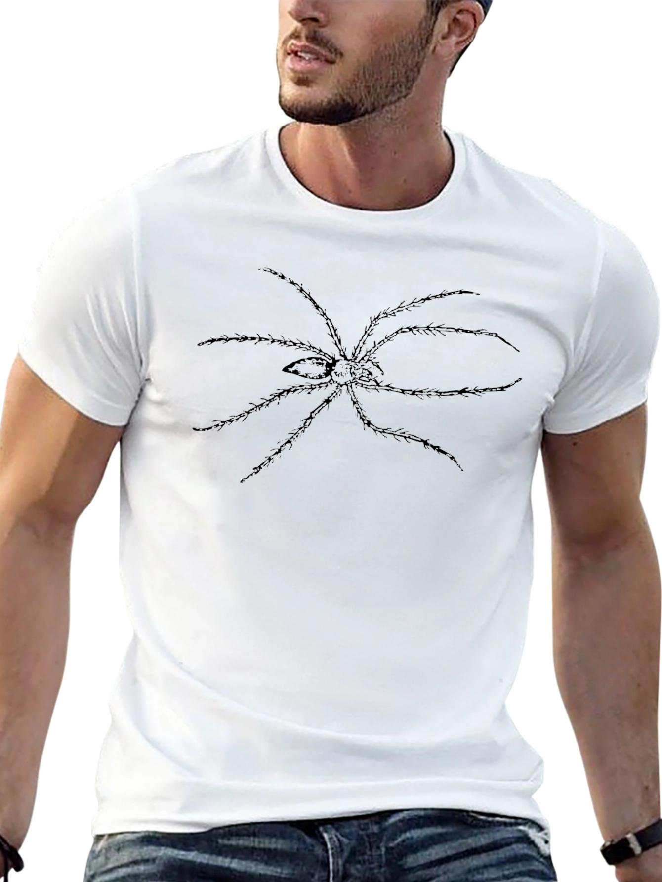 Black Spider Graphic Black T-Shirt - Creepy Cool Design view 13