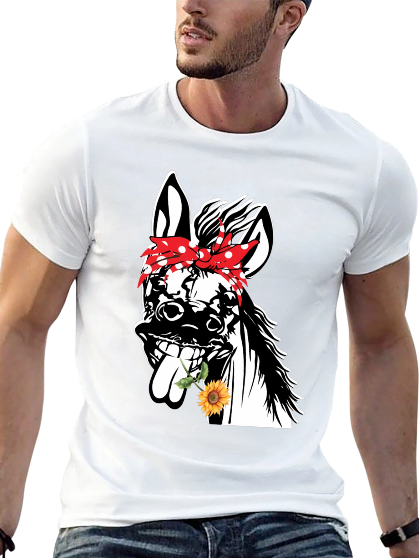 Black Funny Donkey Sunflower T-Shirt view 13