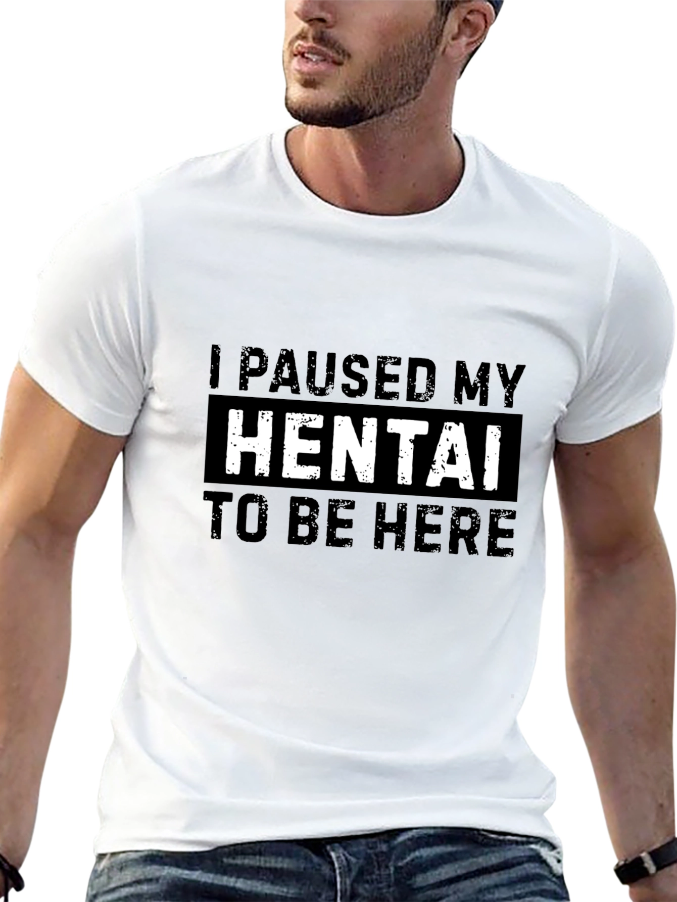 Black I Paused My Hentai T-Shirt view 13