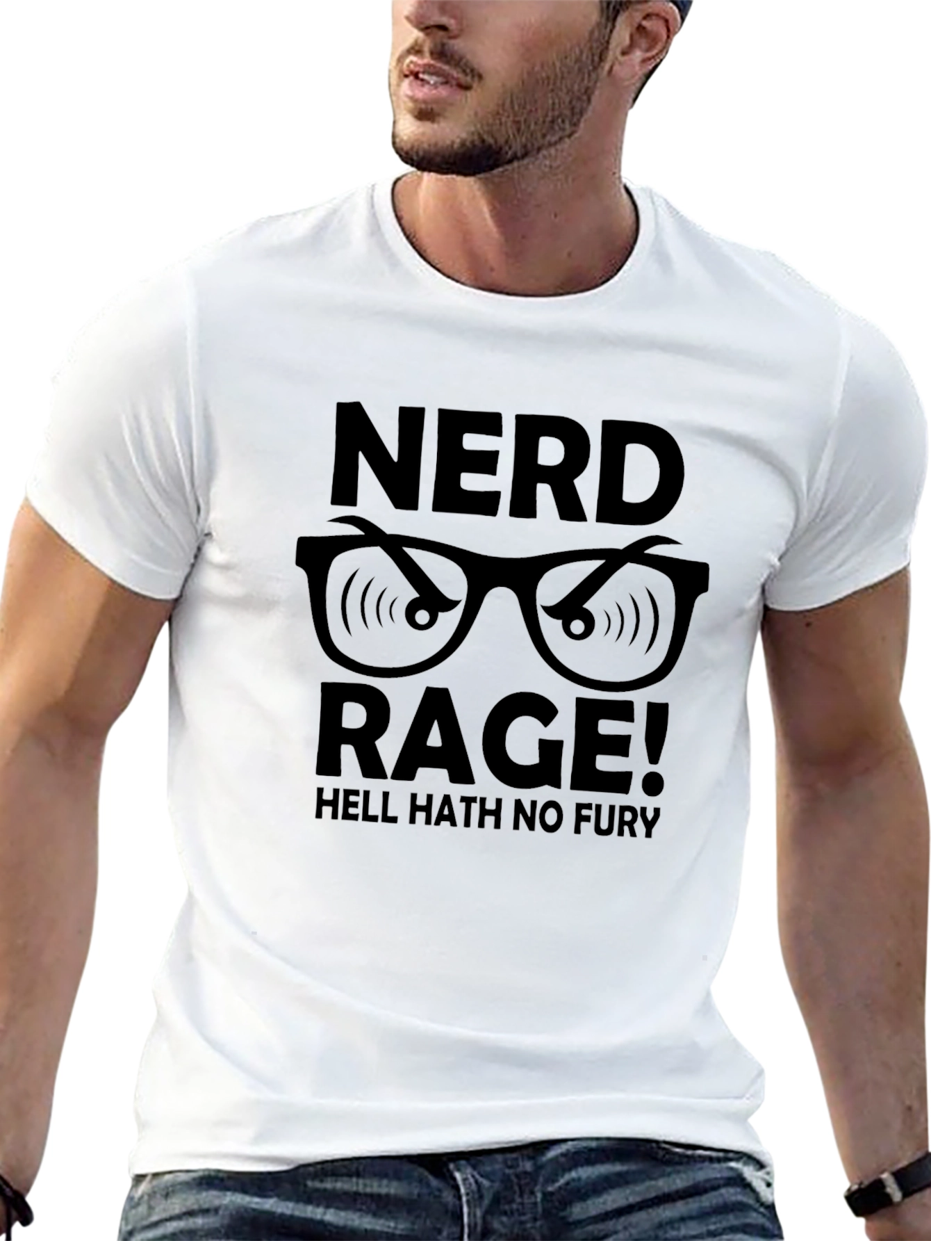 Black Nerd Rage Graphic T-Shirt - Hell Hath No Fury view 13