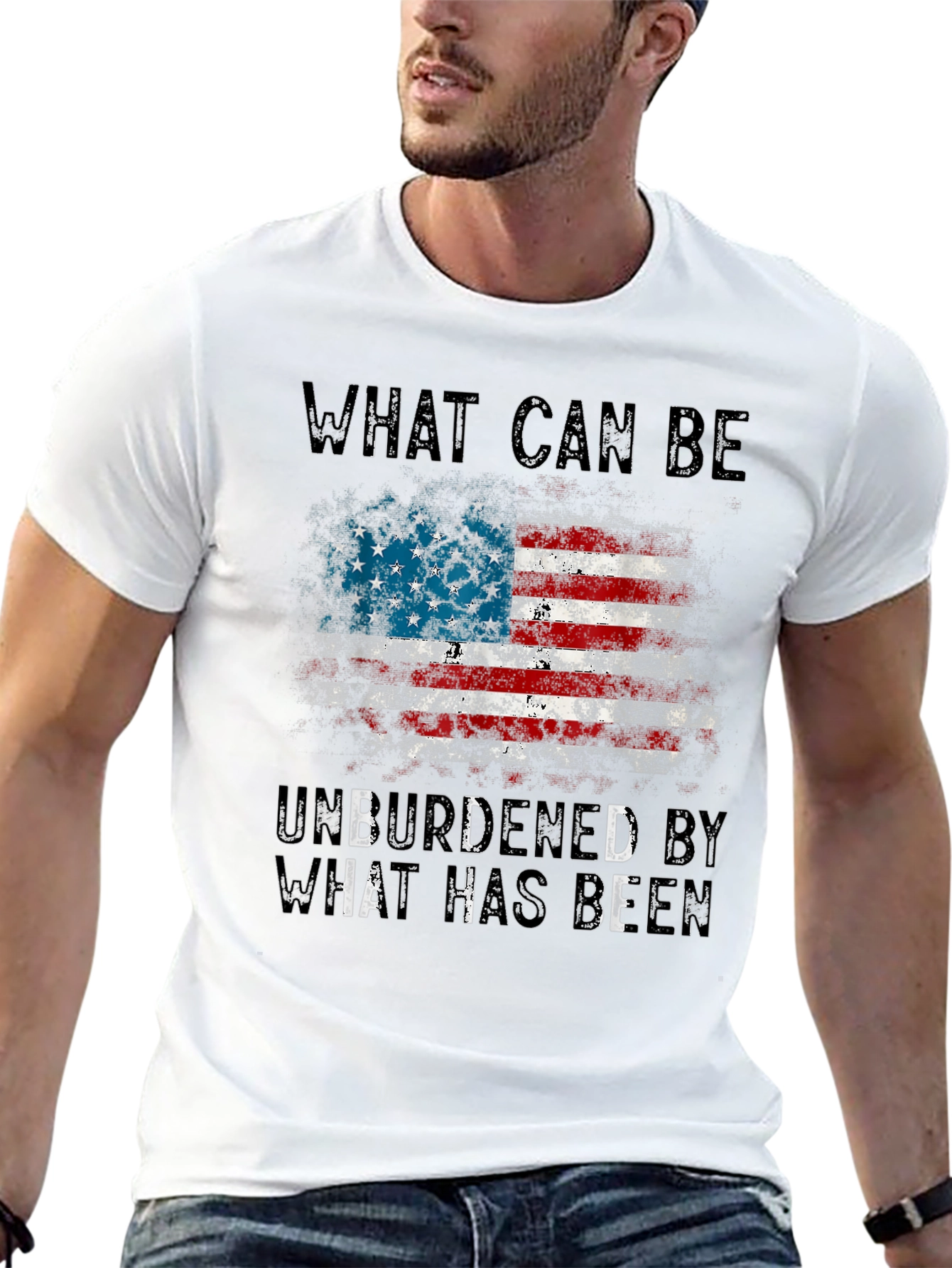Black Patriotic T-Shirt - "What Can Be" American Flag Graphic view 13