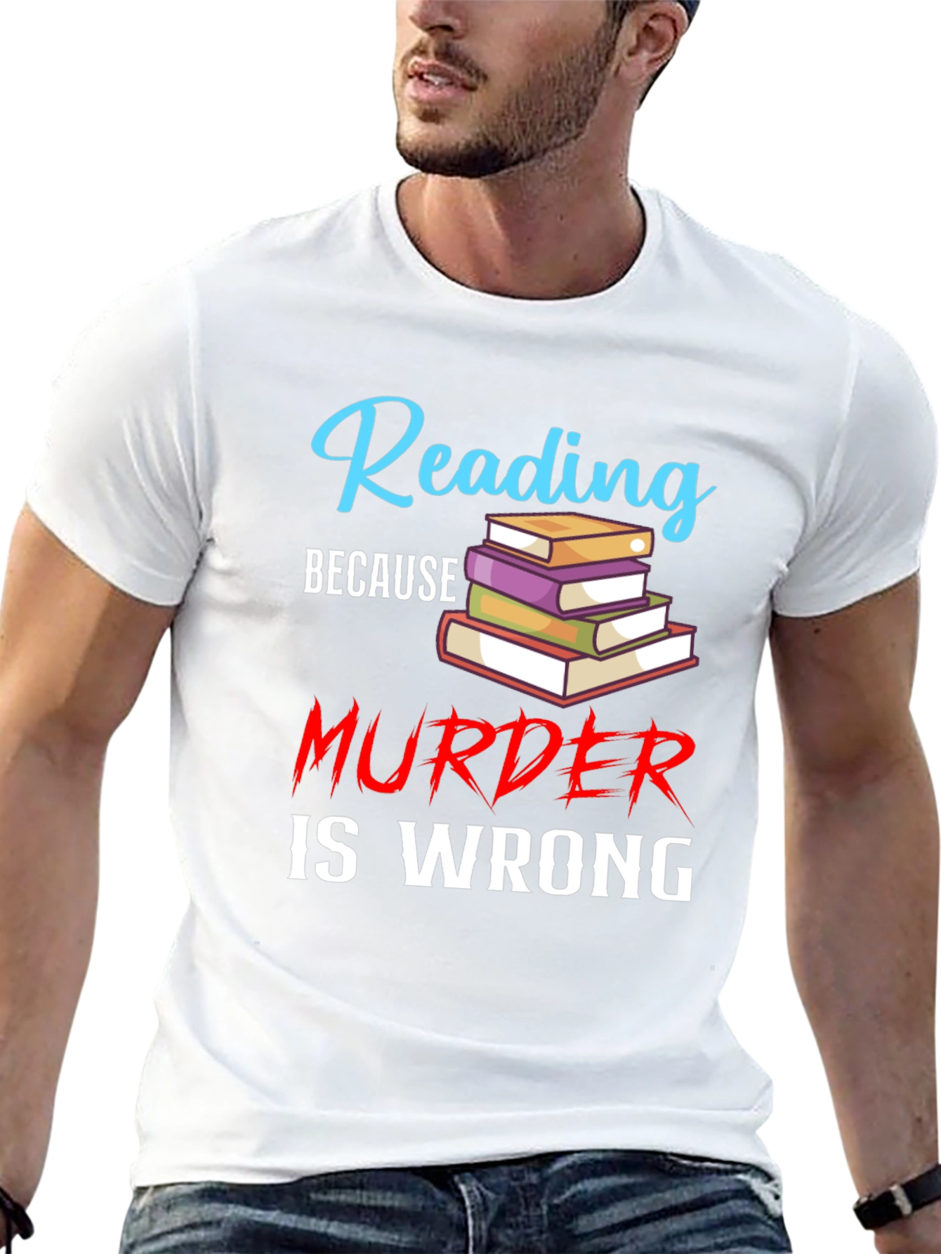 Black Reading Because Murder Is Wrong Black T-Shirt view 13