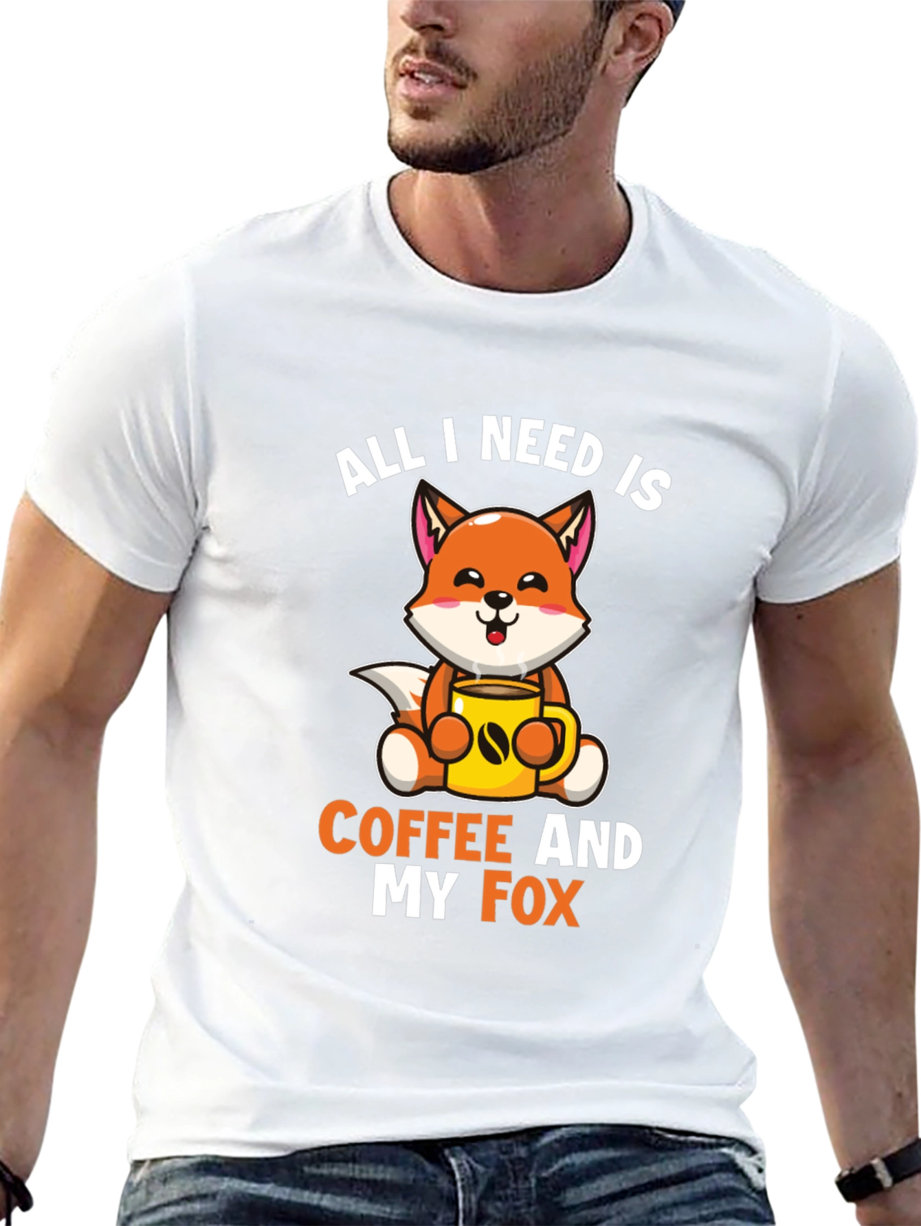 Black All I Need is Coffee and My Fox T-Shirt view 13