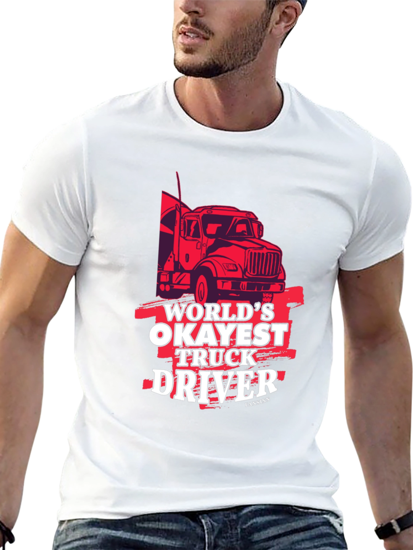 Black World's Okayest Truck Driver Black Graphic Tee view 13