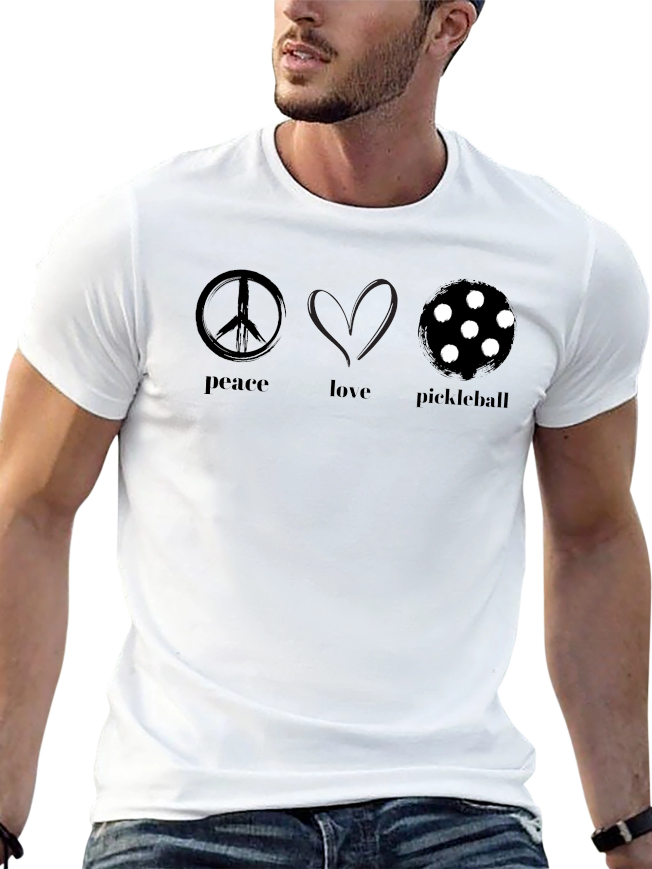Black Peace Love Pickleball T-Shirt - Stylish & Comfortable view 13