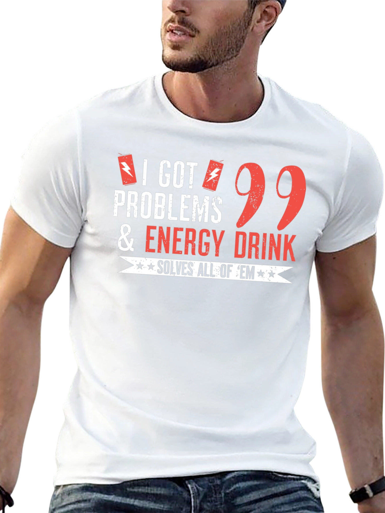 Black Funny Energy Drink T-Shirt: 99 Problems Solved view 13