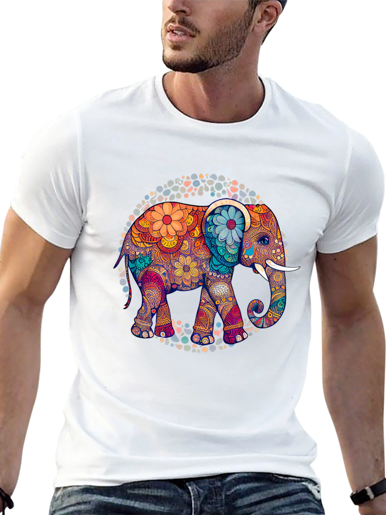 Black Elephant Mandala Graphic Tee - Black view 13