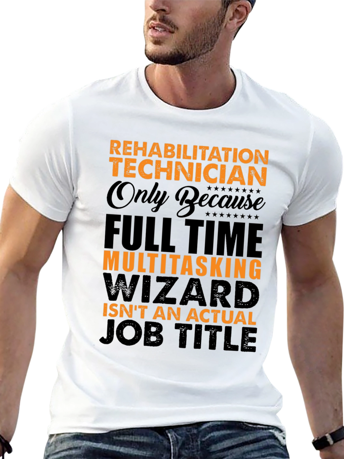 Black Rehabilitation Technician Funny Job Title T-Shirt view 13