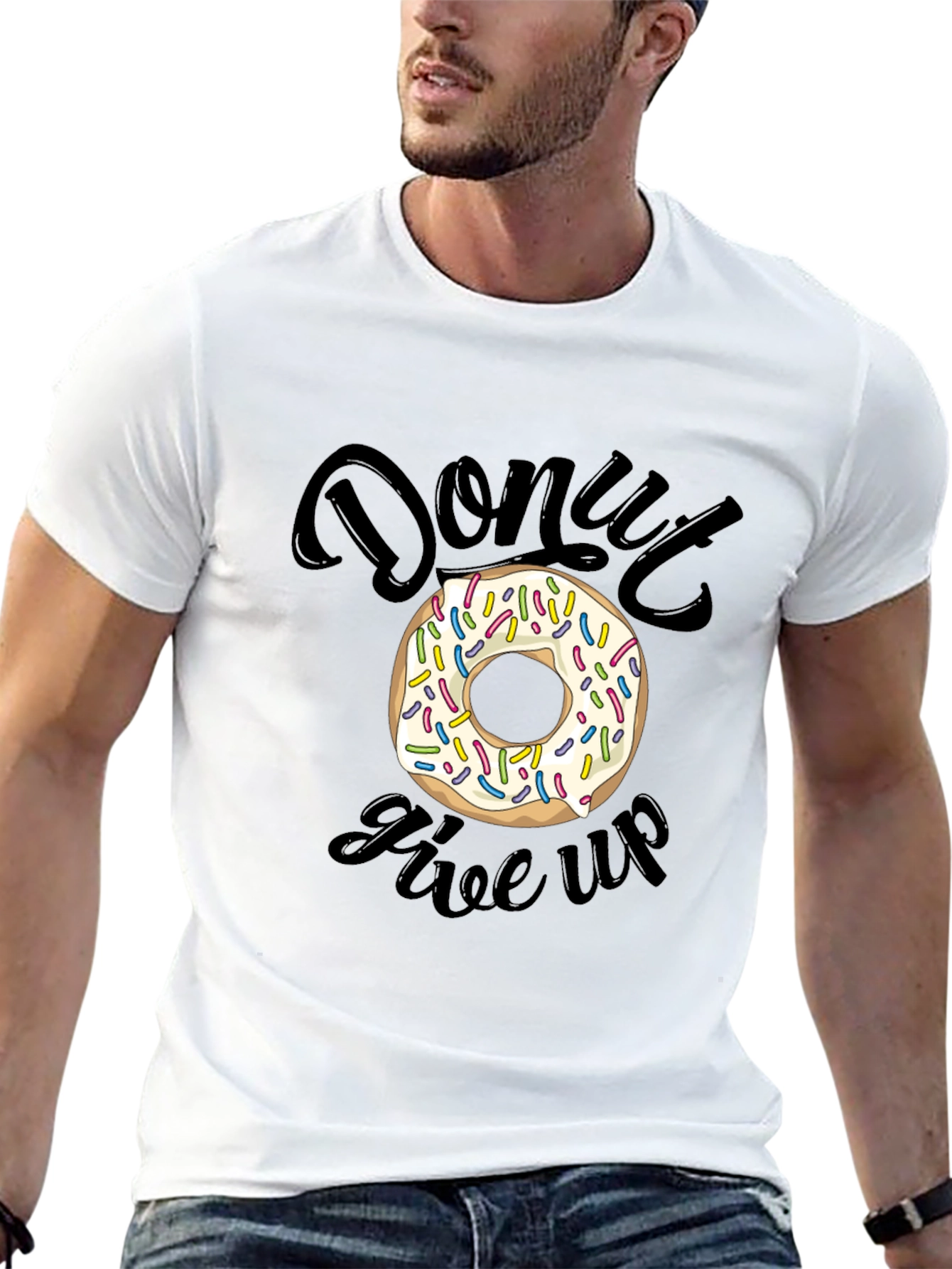 Black Donut Give Up Graphic Tee - Unisex T-Shirt view 13