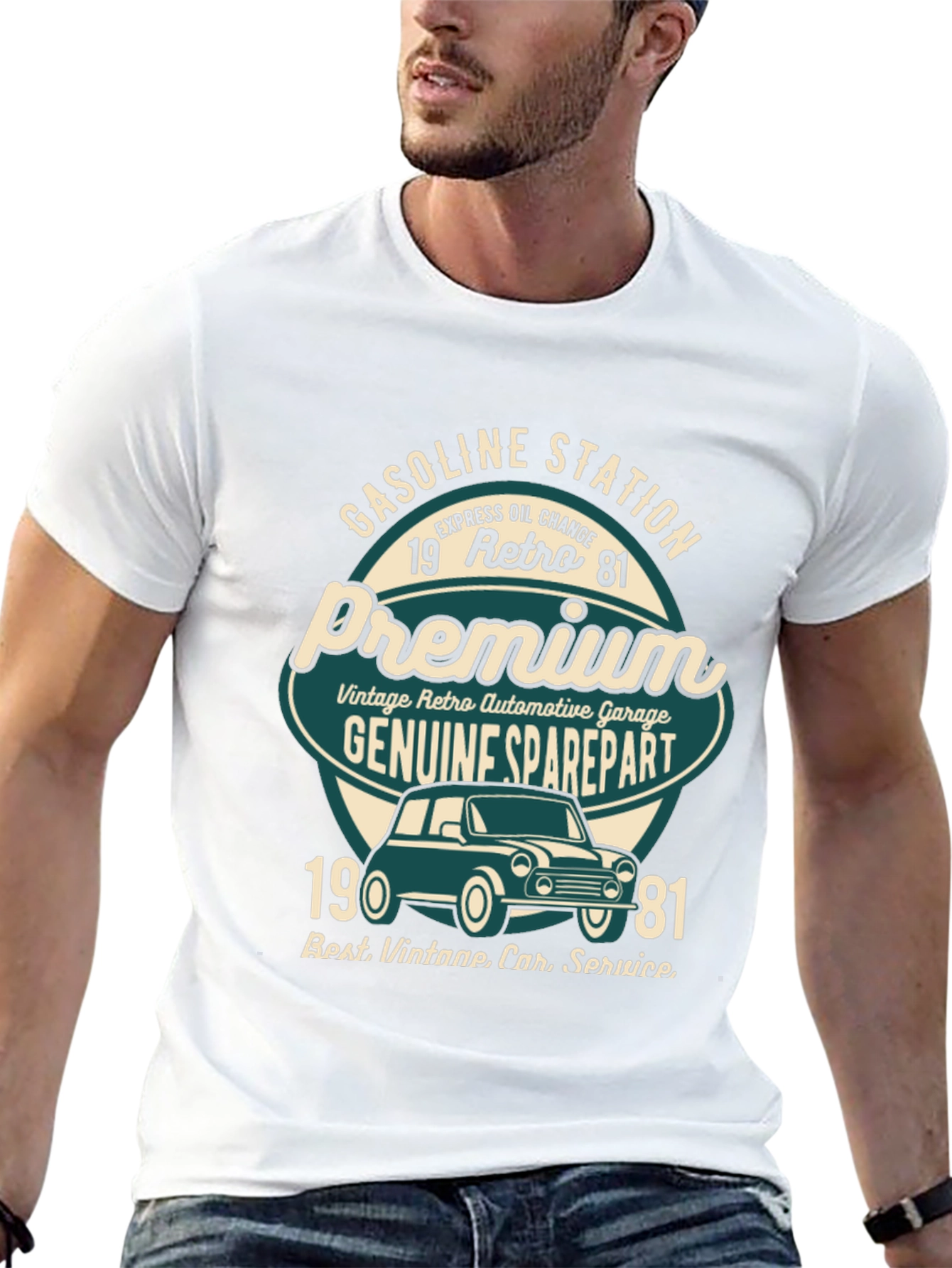 Black Vintage Retro Car T-Shirt - Gasoline Station Premium Design view 13