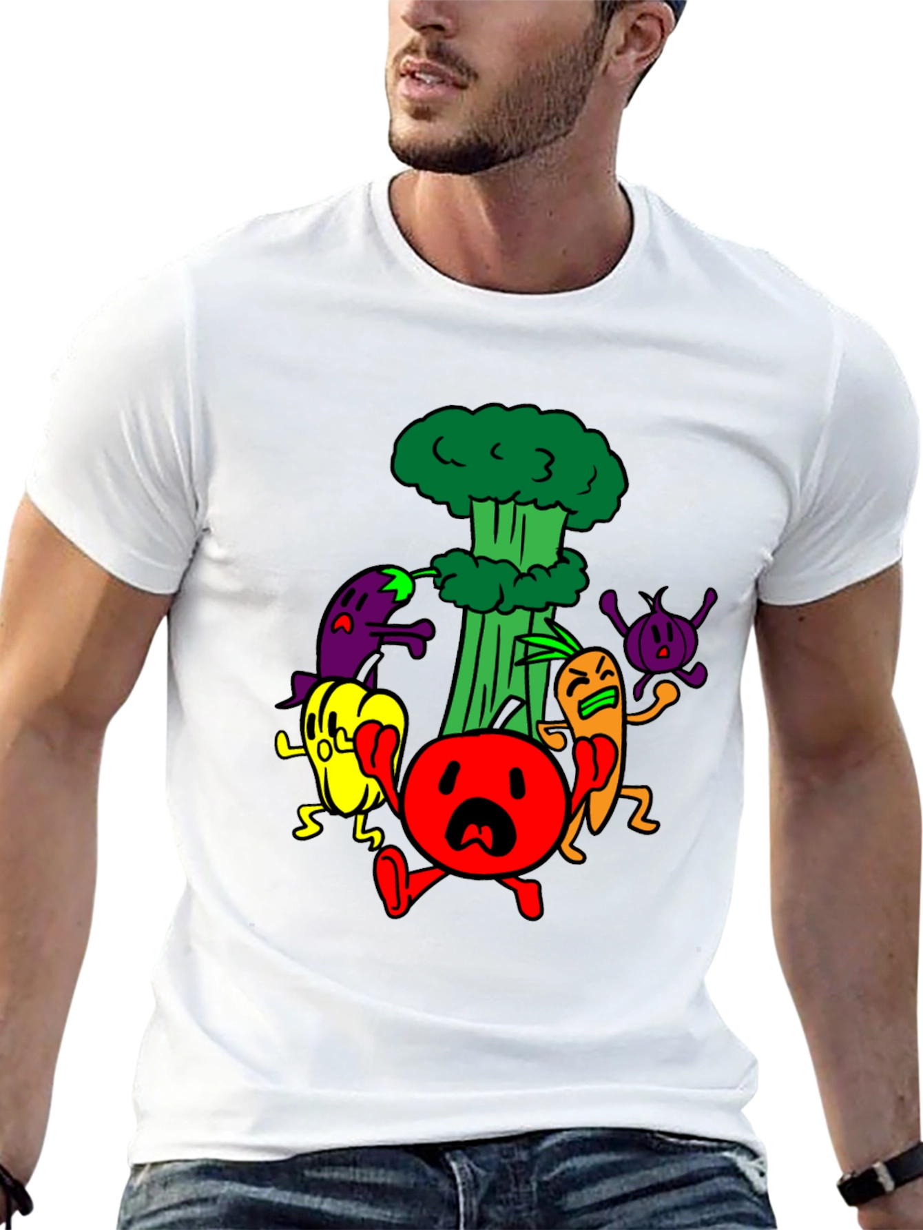 Cartoon Vegetable Panic T-Shirt - 13