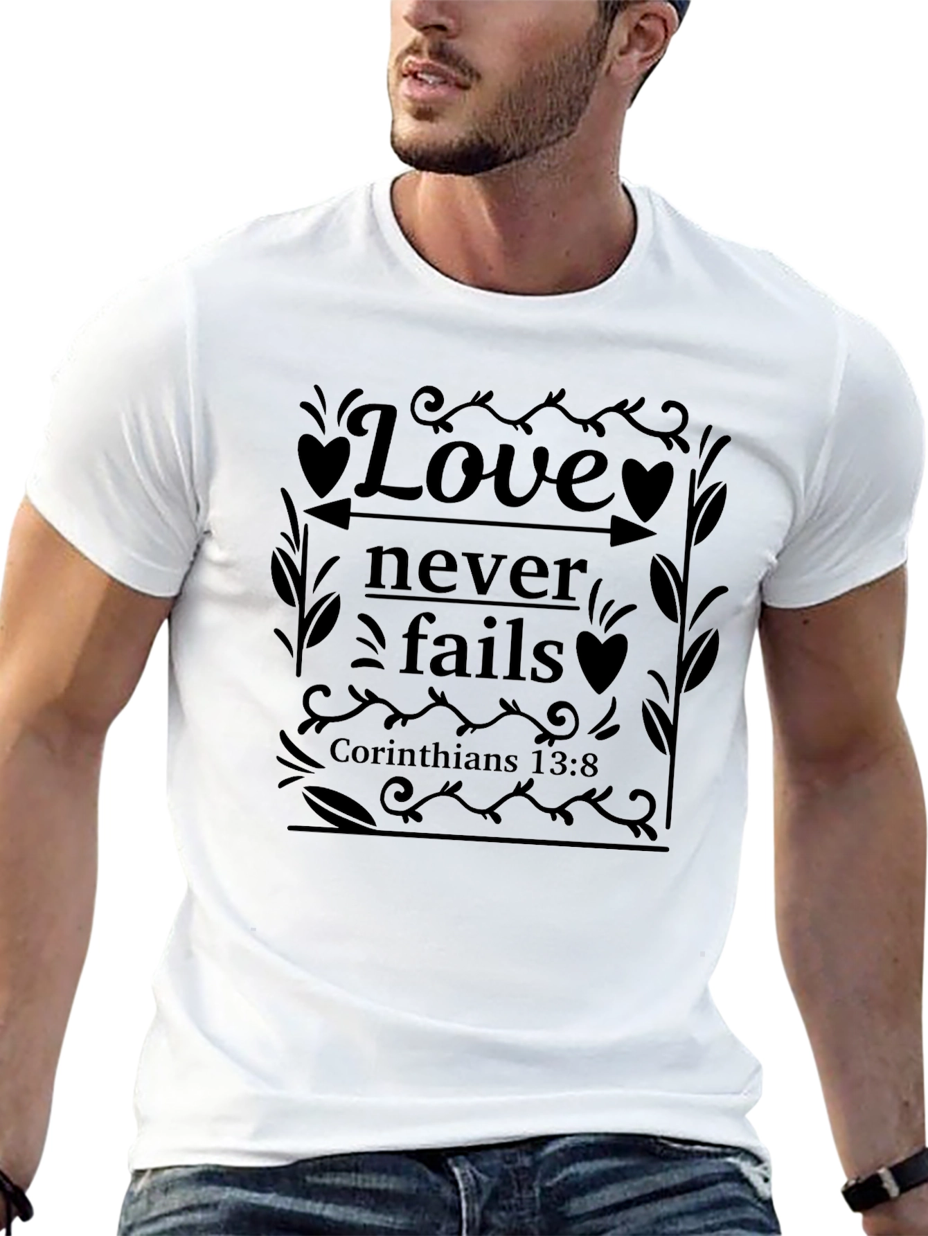 Black Love Never Fails T-Shirt - Christian Design view 13