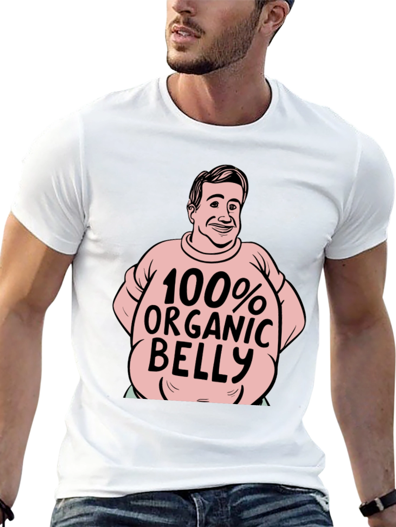 Black Organic Belly Funny T-Shirt view 13
