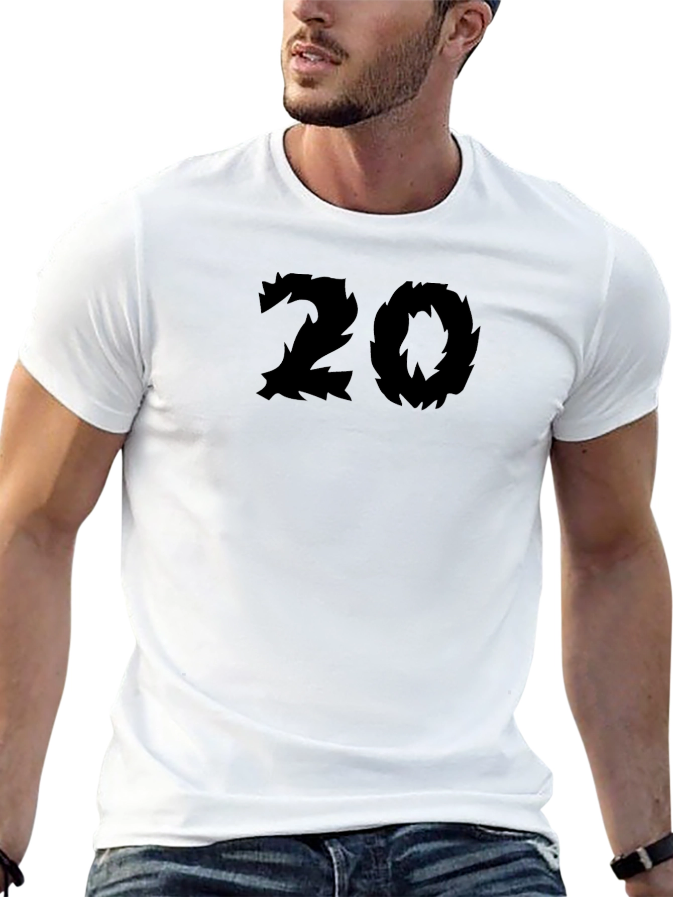 Black Edgy Number 20 Graphic Tee - Black Cotton Blend view 13