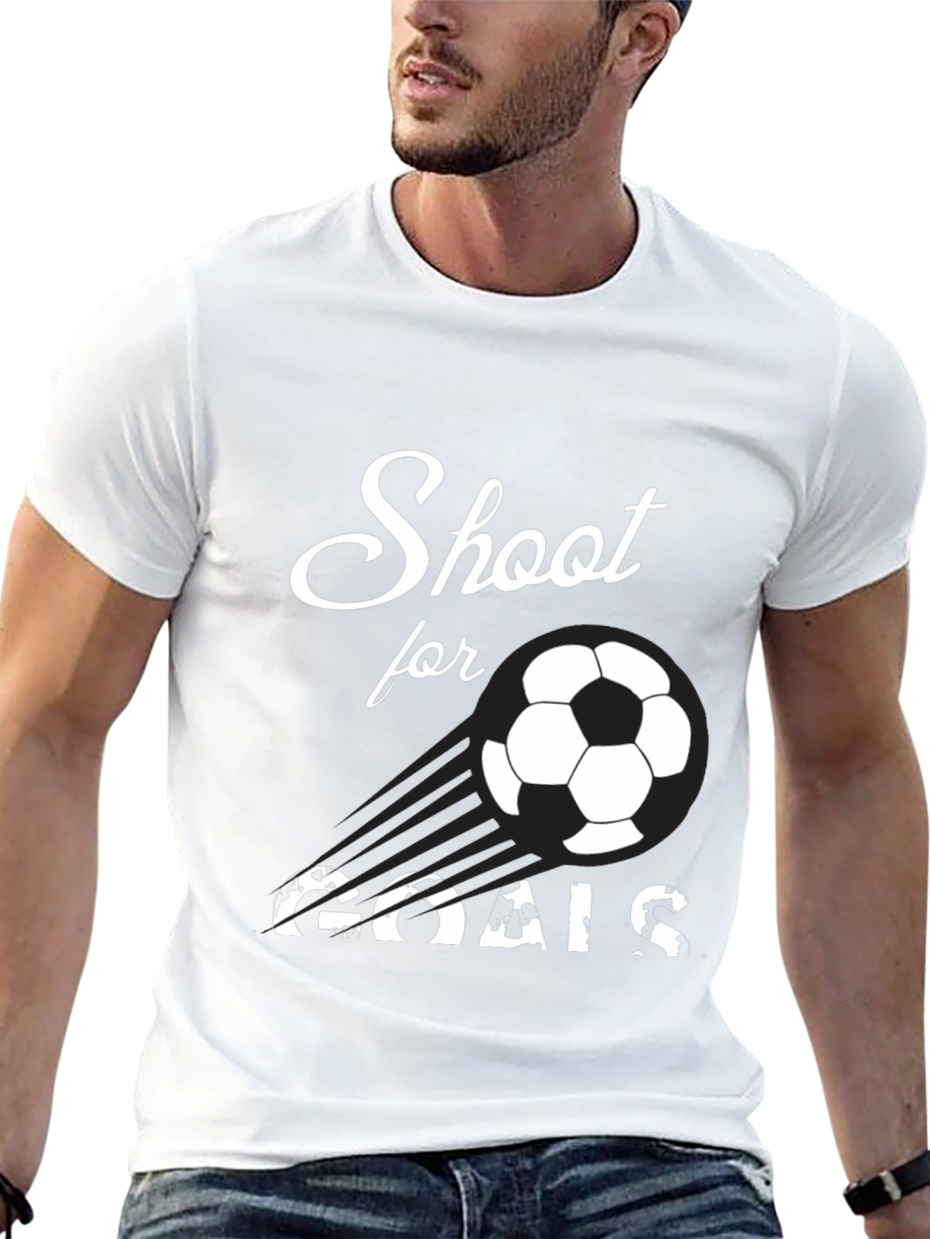 Black Shoot for Goals Soccer T-Shirt view 13