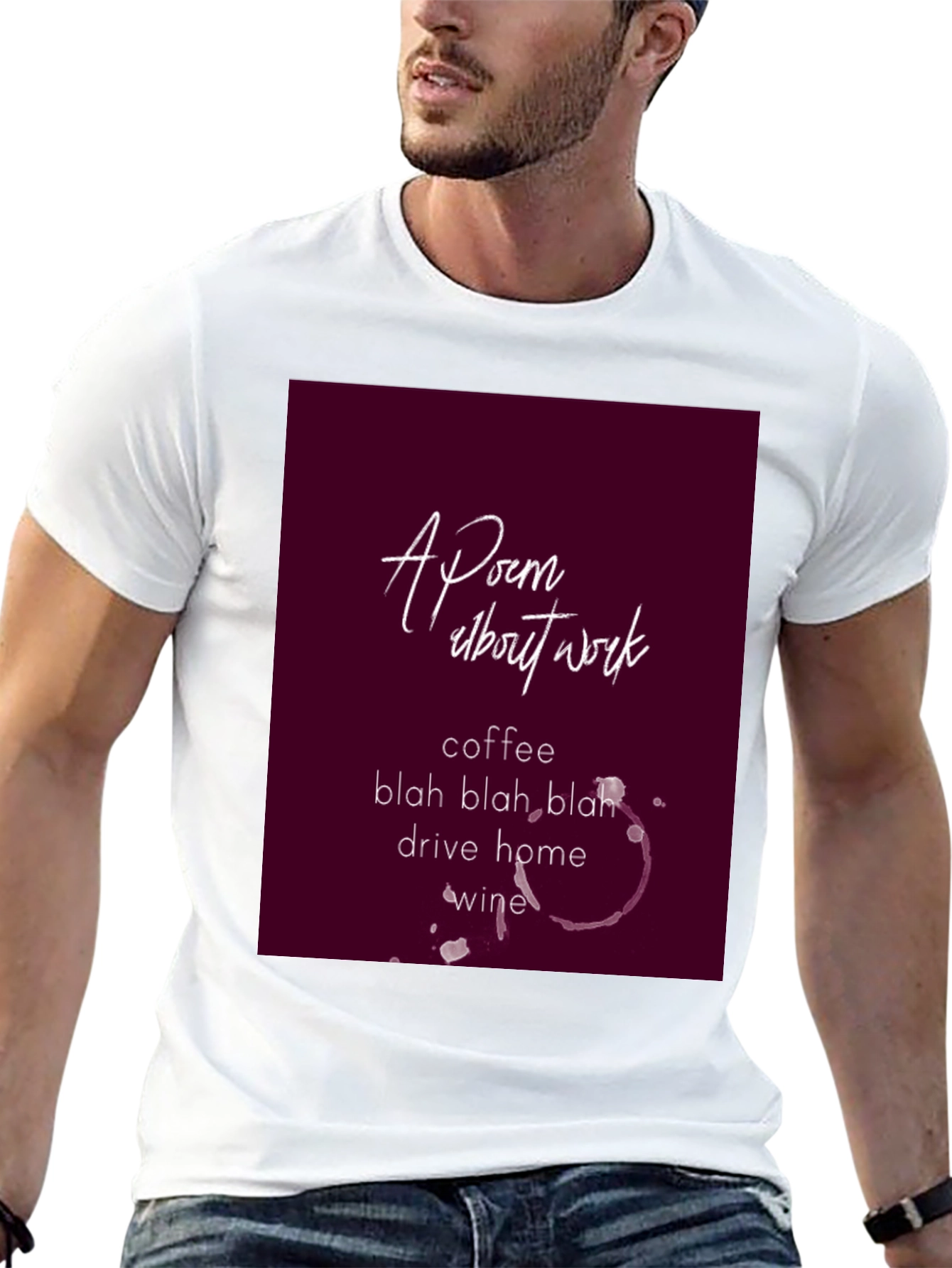 Black Poem About Work Graphic Tee - Coffee, Wine, Sarcasm view 13