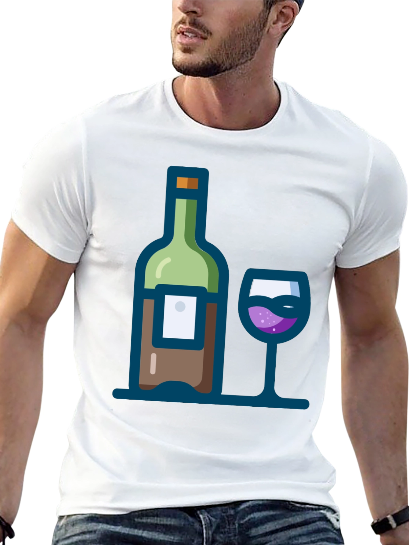 Black Wine Bottle and Glass Graphic Tee view 13