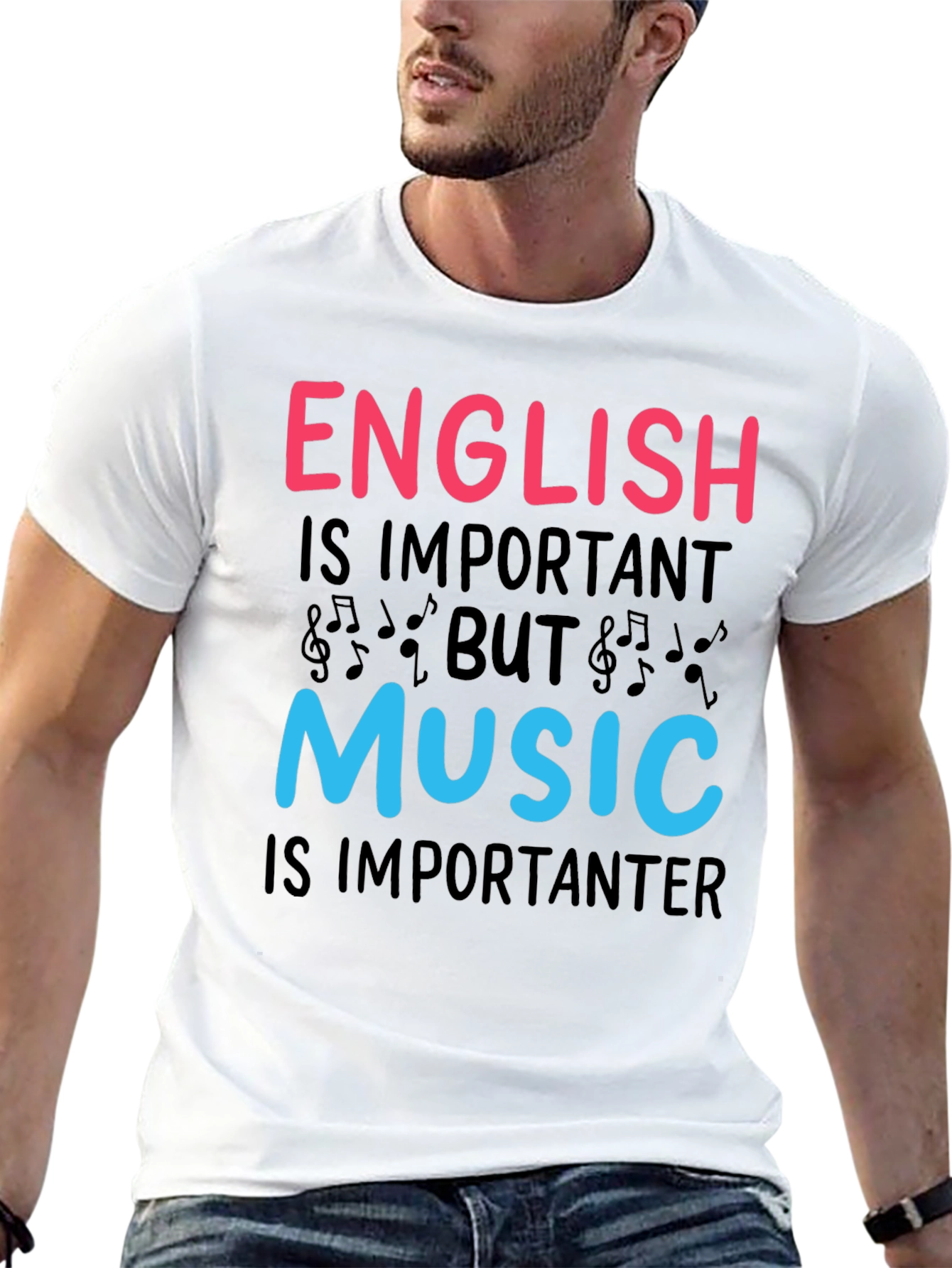 Black English vs Music T-Shirt - Importanter Funny Tee view 13