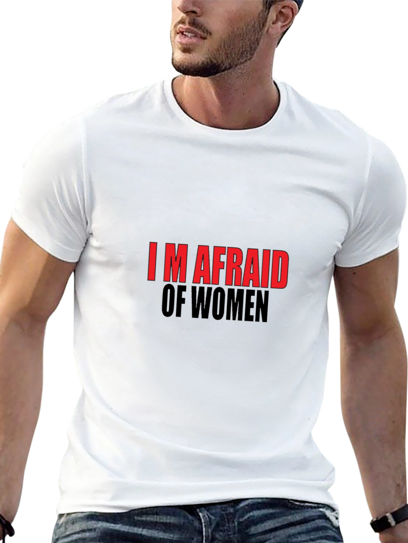 Black I'm Afraid of Women Graphic Tee - Black Cotton view 13