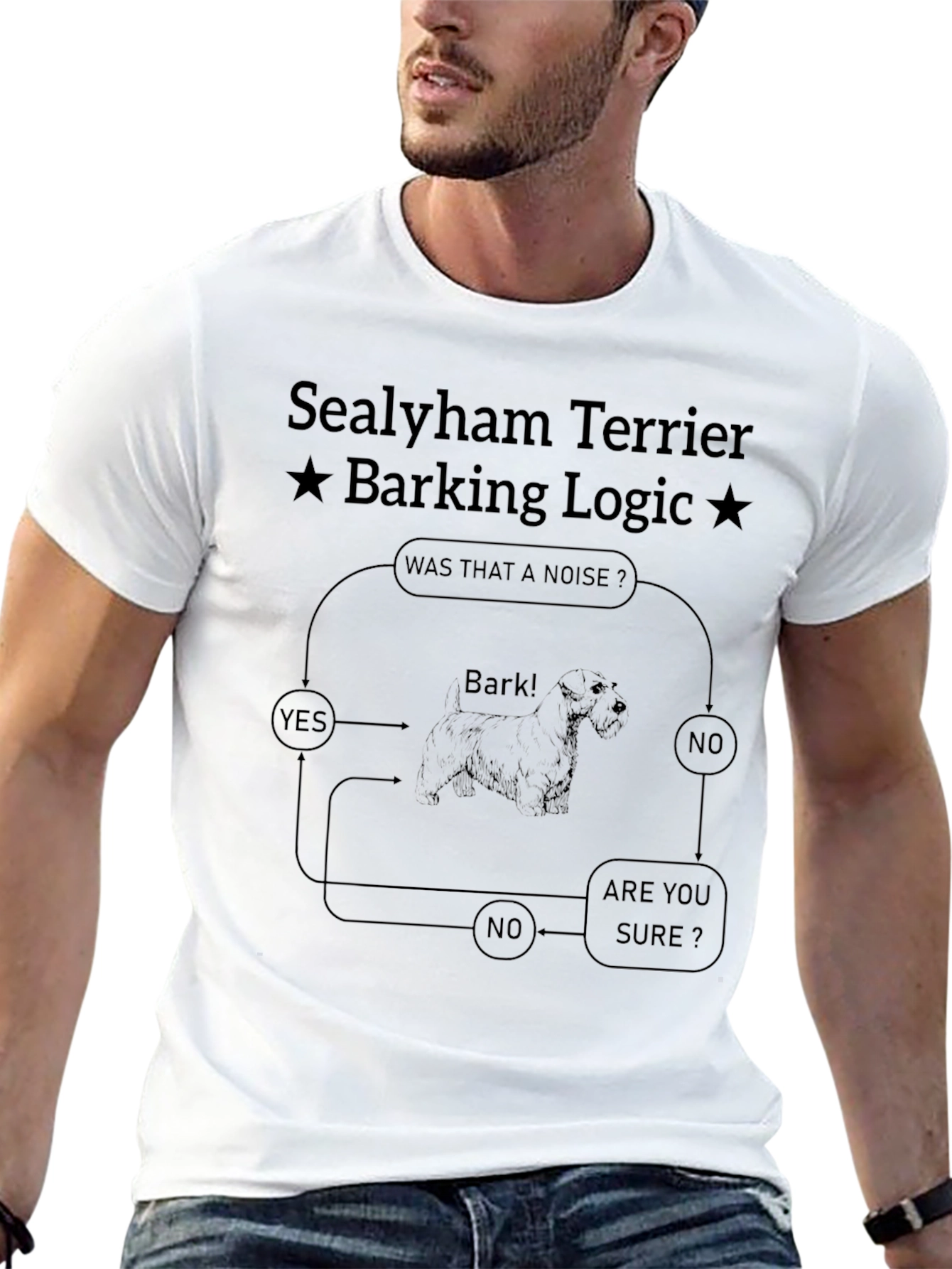 Black Sealyham Terrier Barking Logic T-Shirt view 13