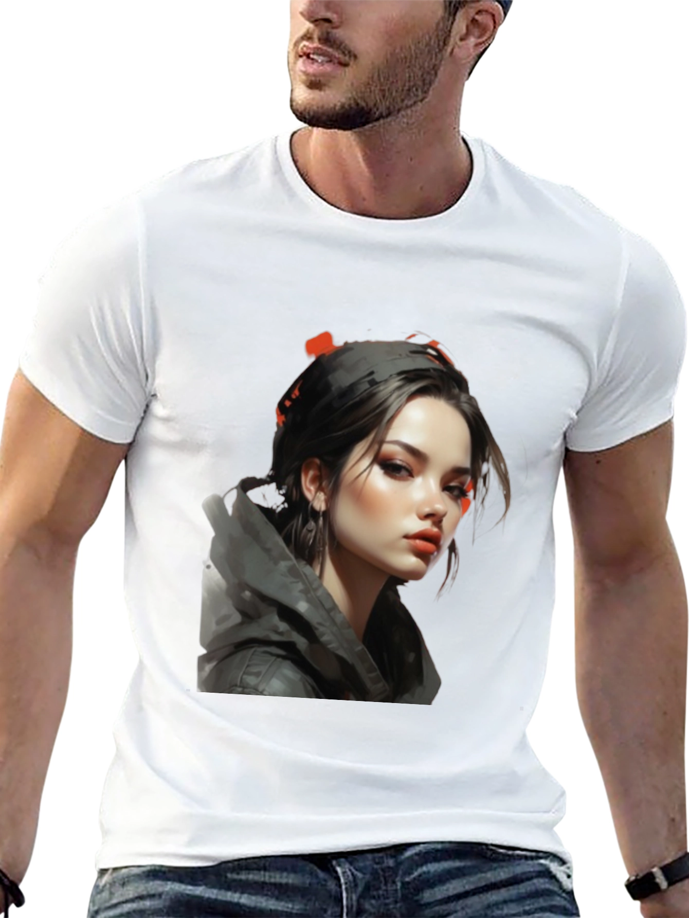 Black Girl Portrait Graphic Tee - Stylish Black T-Shirt view 13