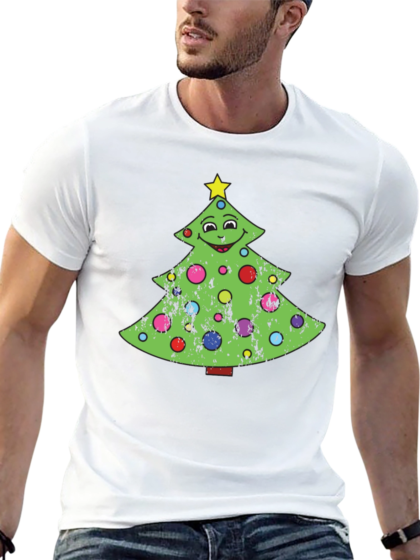 Black Festive Christmas Tree Graphic Tee - Holiday Style view 13