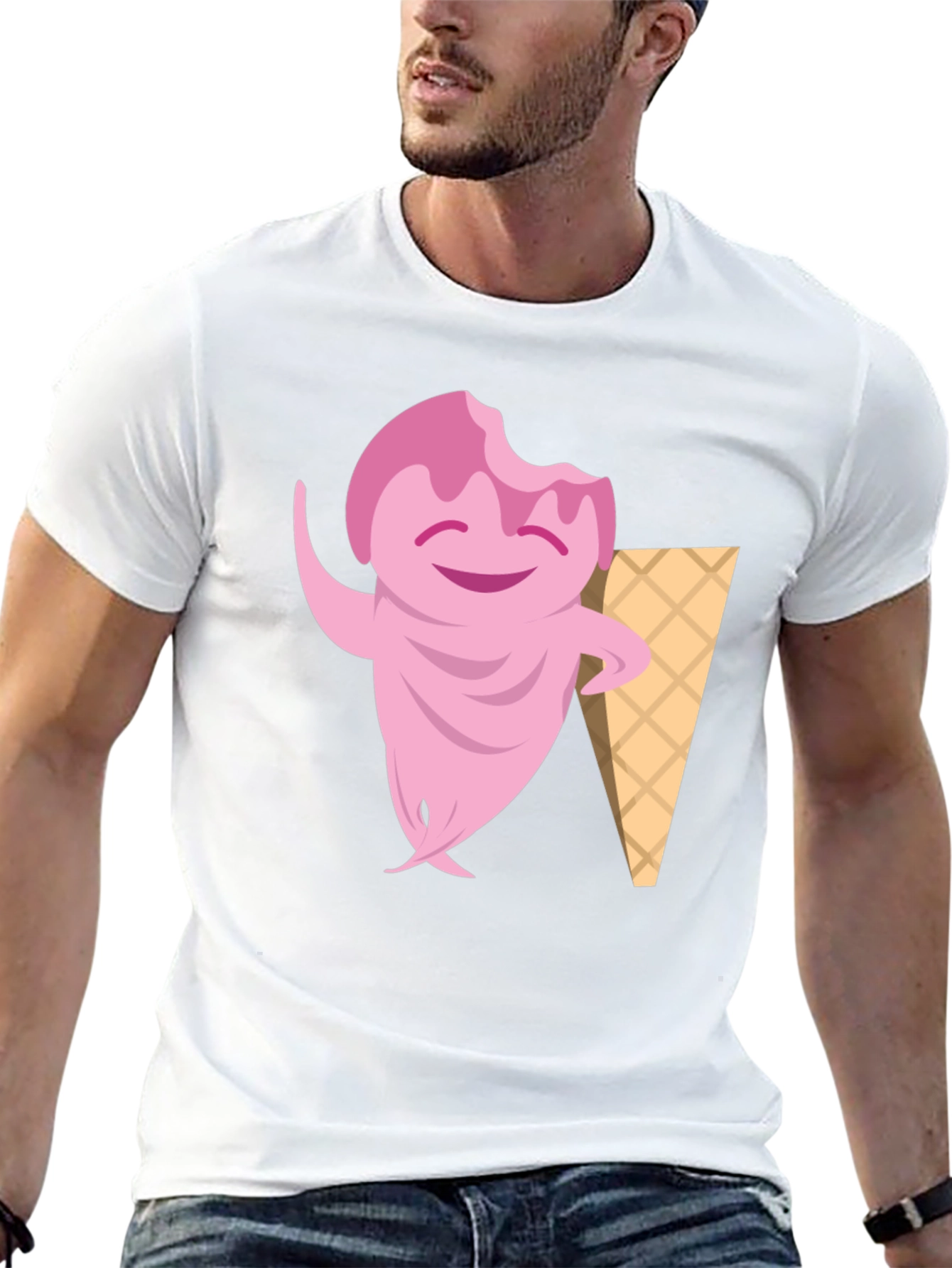Black Ice Cream Character Black T-Shirt view 13