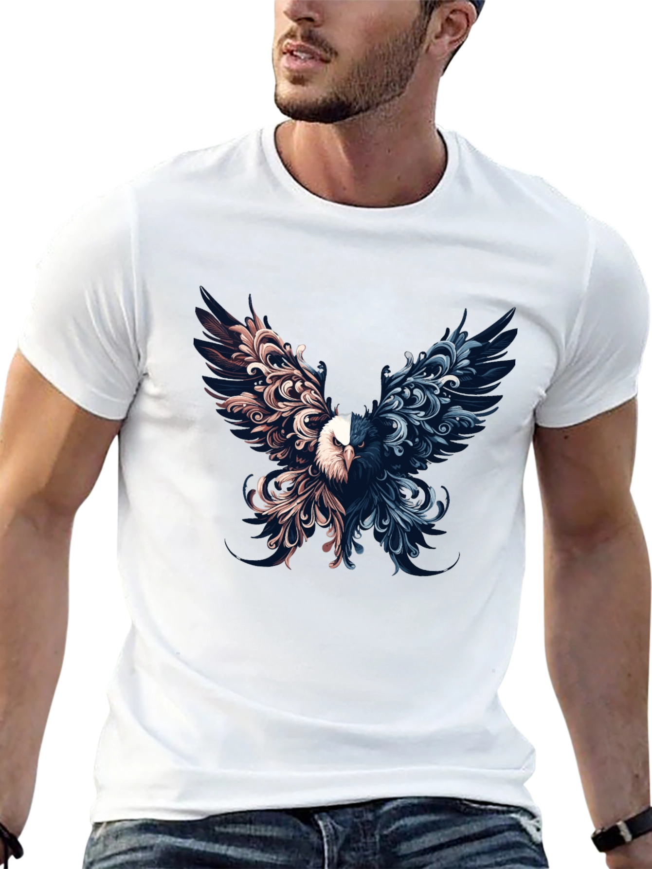 Black Artistic Eagle Graphic Print Tee view 13