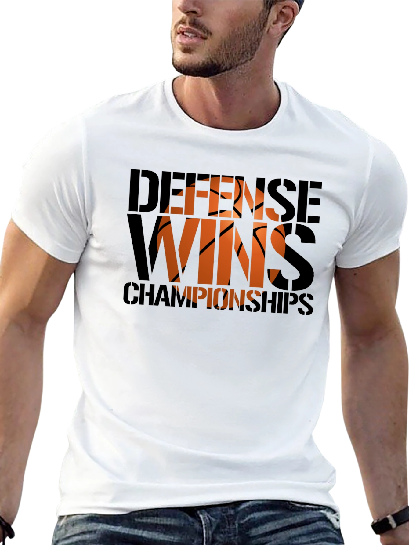 Black Defense Wins Championships Basketball Graphic Tee view 13