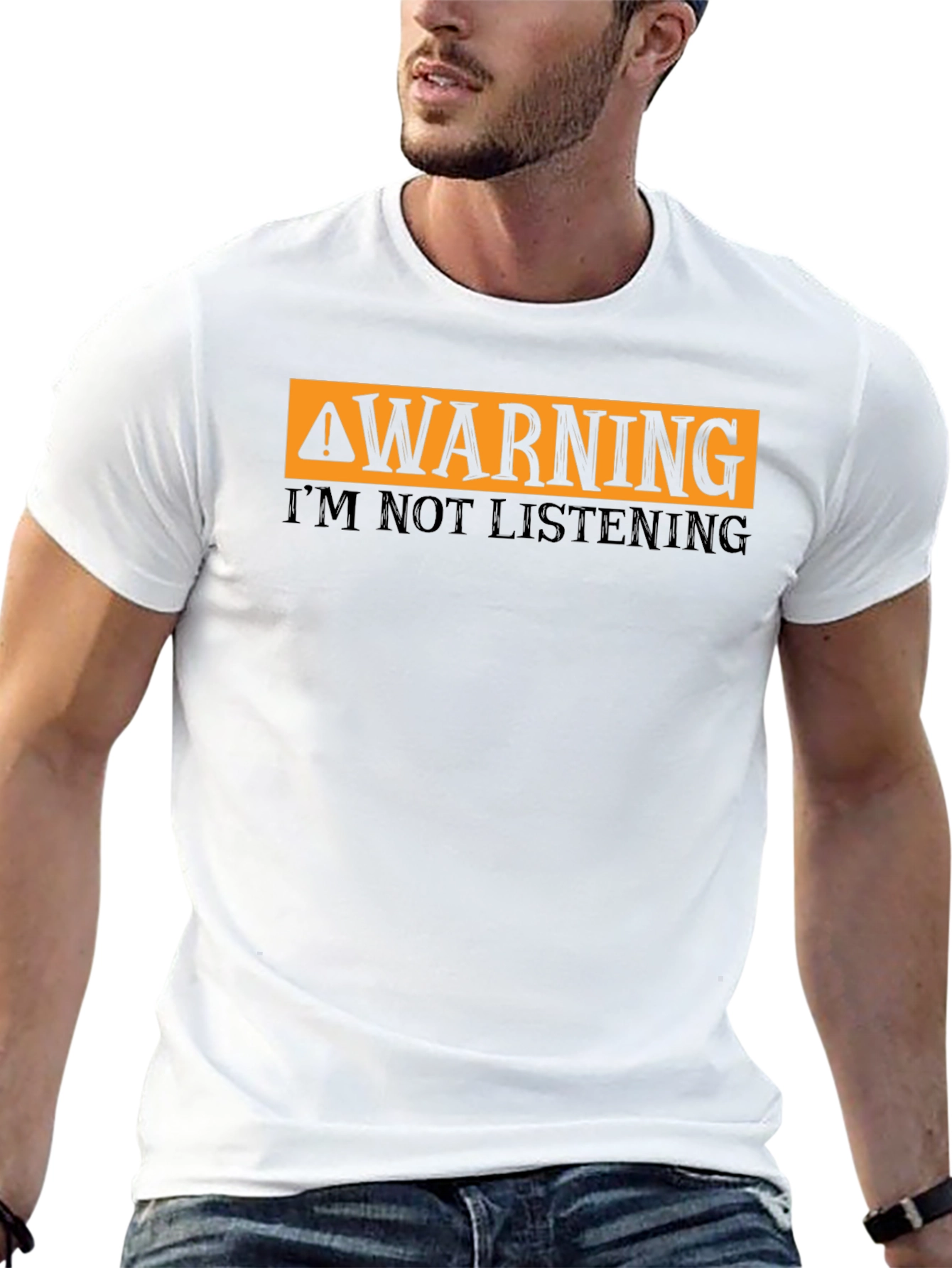 Black Warning I'm Not Listening T-Shirt Funny Sarcastic Tee view 13