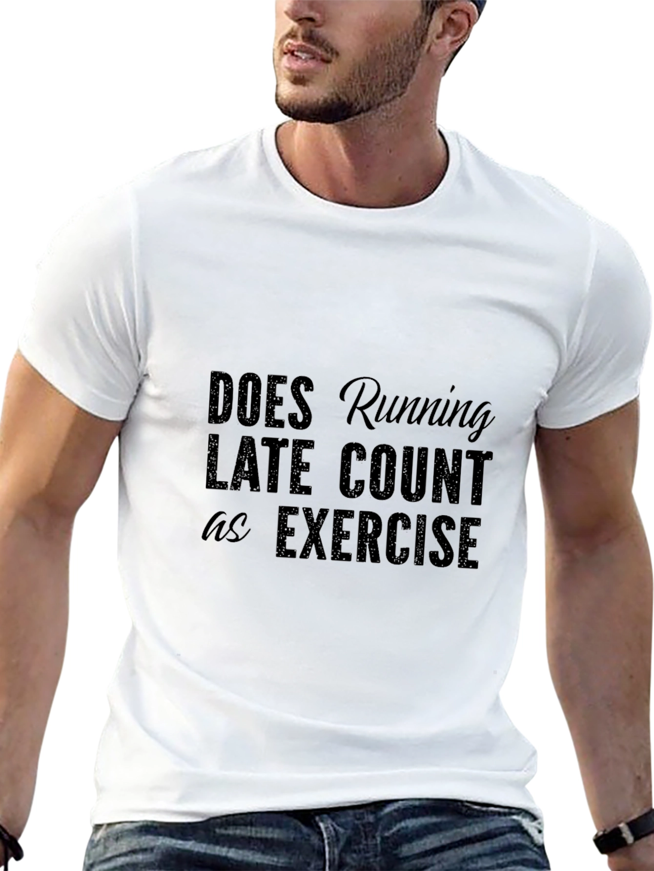 Black Running Late T-Shirt - Funny Exercise Tee view 13