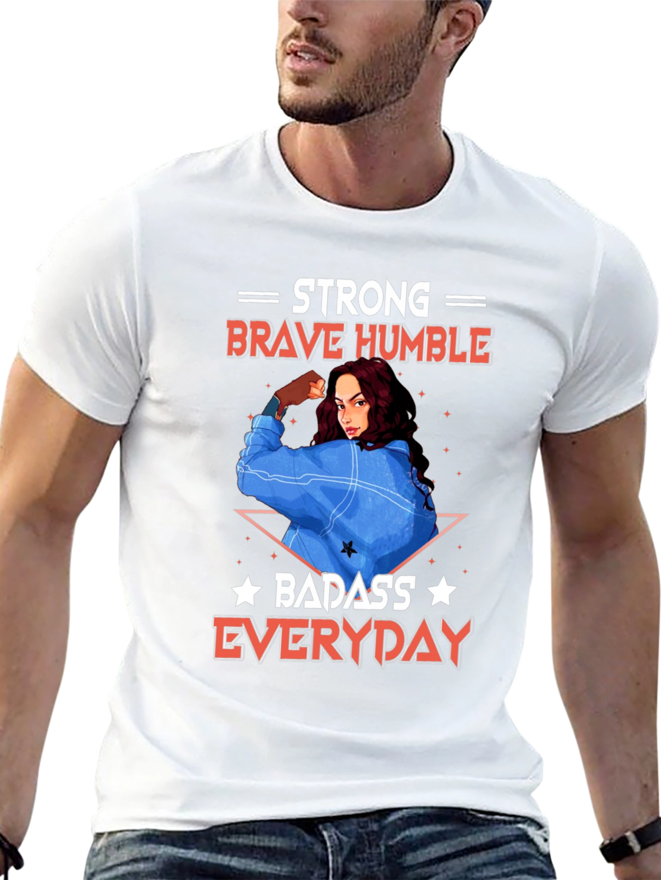 Black Strong Brave Humble Graphic T-Shirt view 13