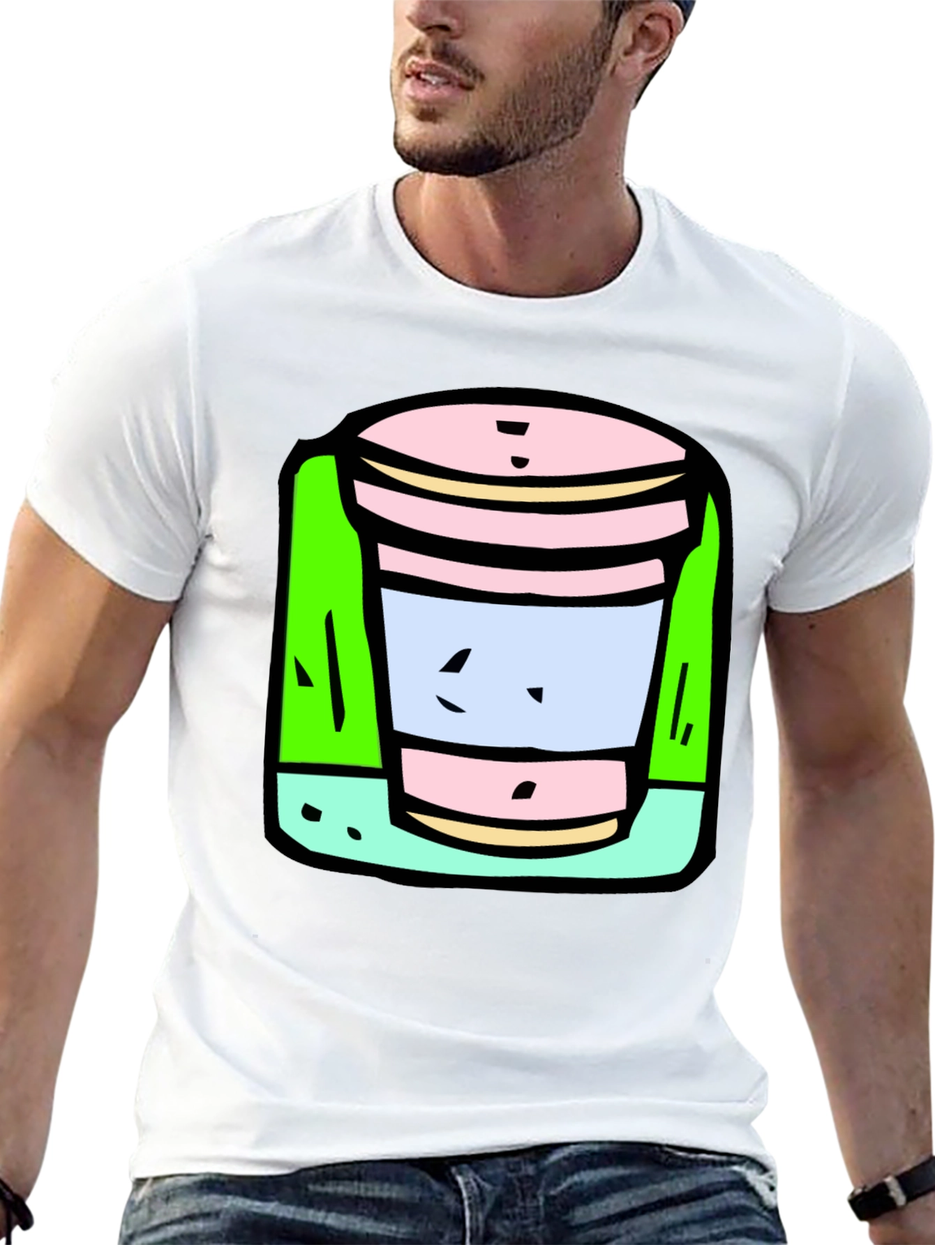 Black Cartoon Cup T-Shirt: Fun, Unique Graphic Tee view 13