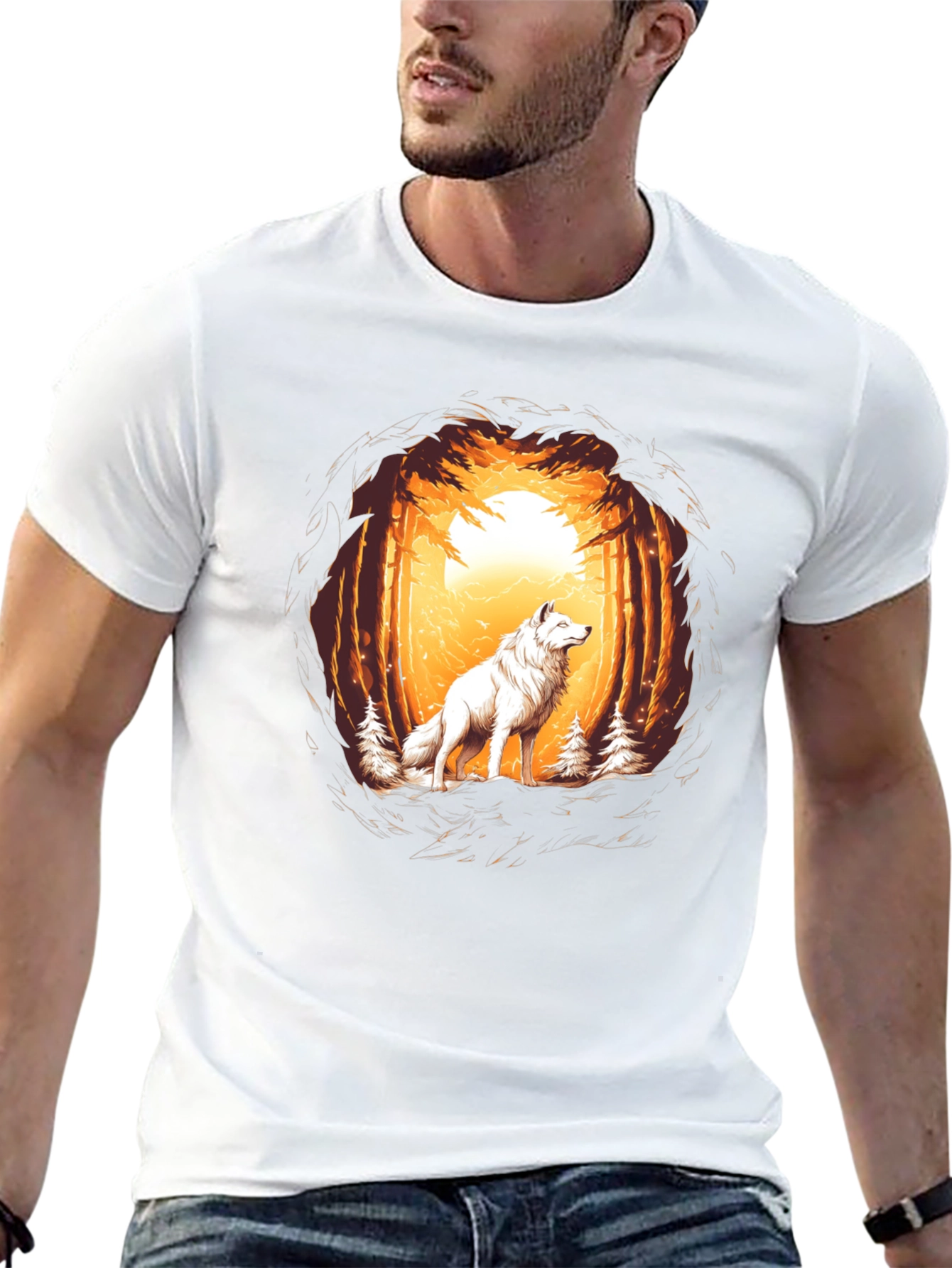 Black Wolf Forest Graphic Tee - Black view 13