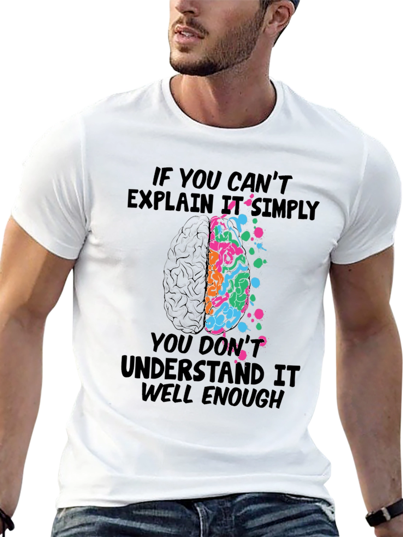 Black Brainy T-Shirt: "If You Can't Explain It Simply" view 13