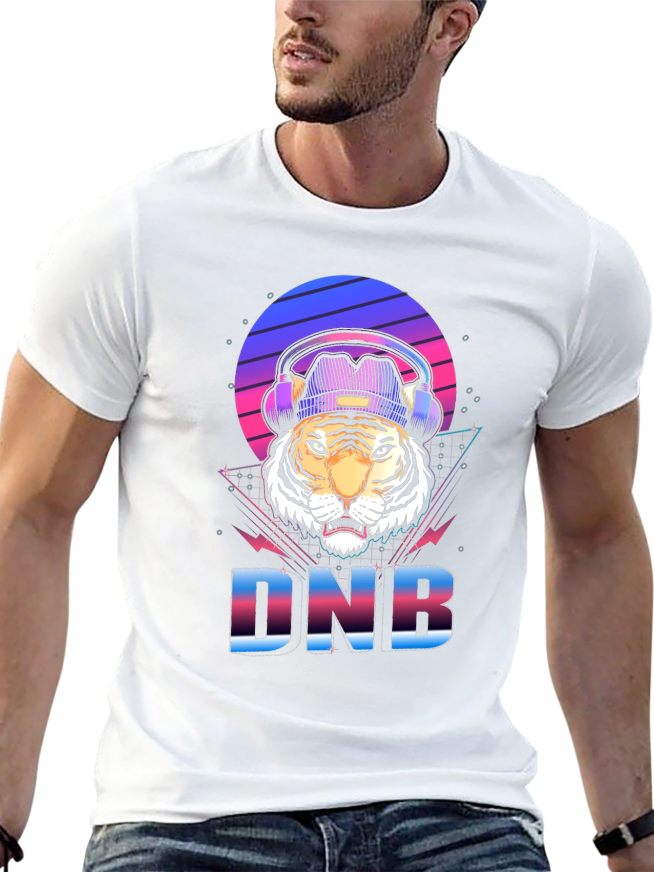 Black DNB Tiger Graphic T-Shirt, EDM Rave Style view 13