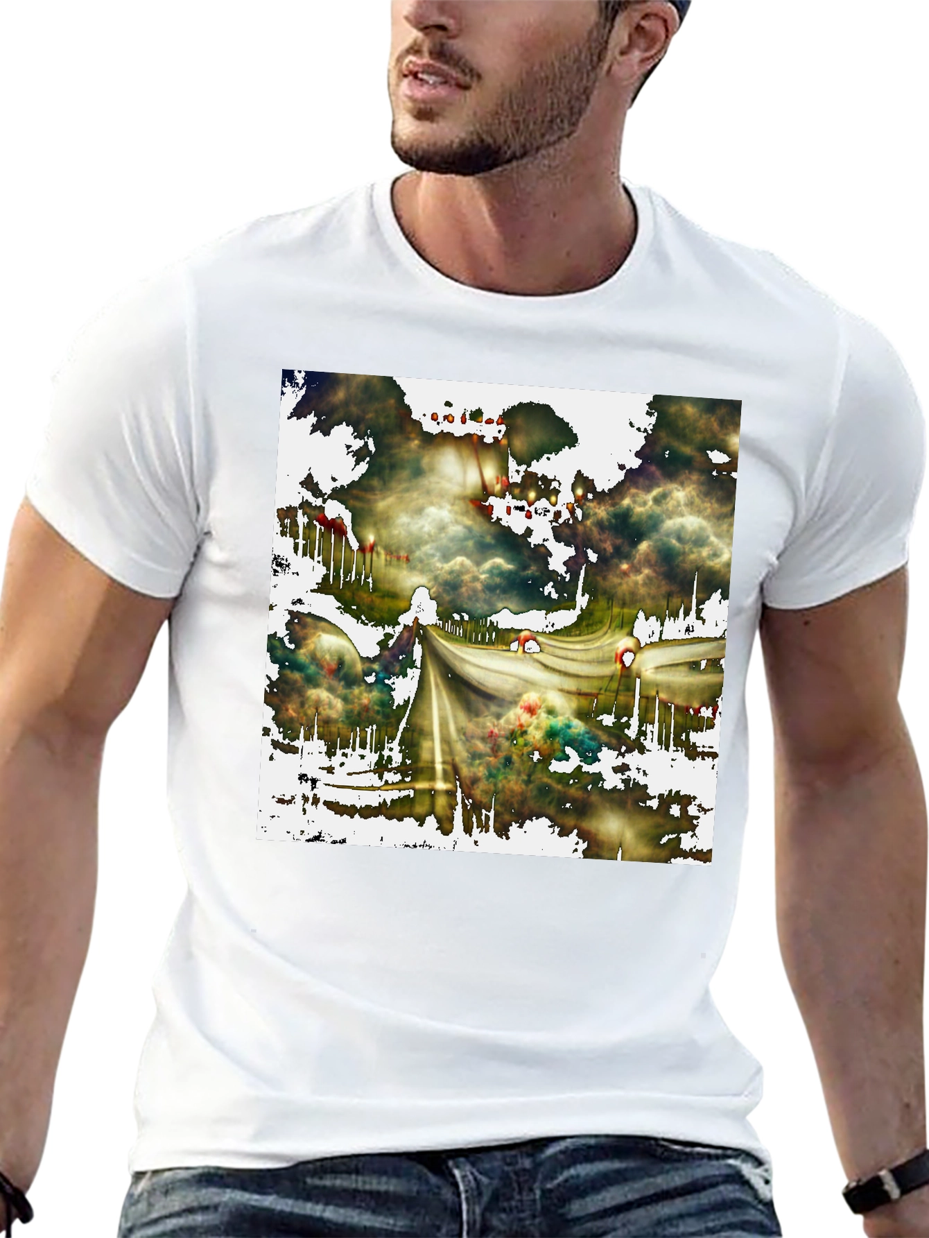 Black Abstract Road T-Shirt - Unique Graphic Tee view 13