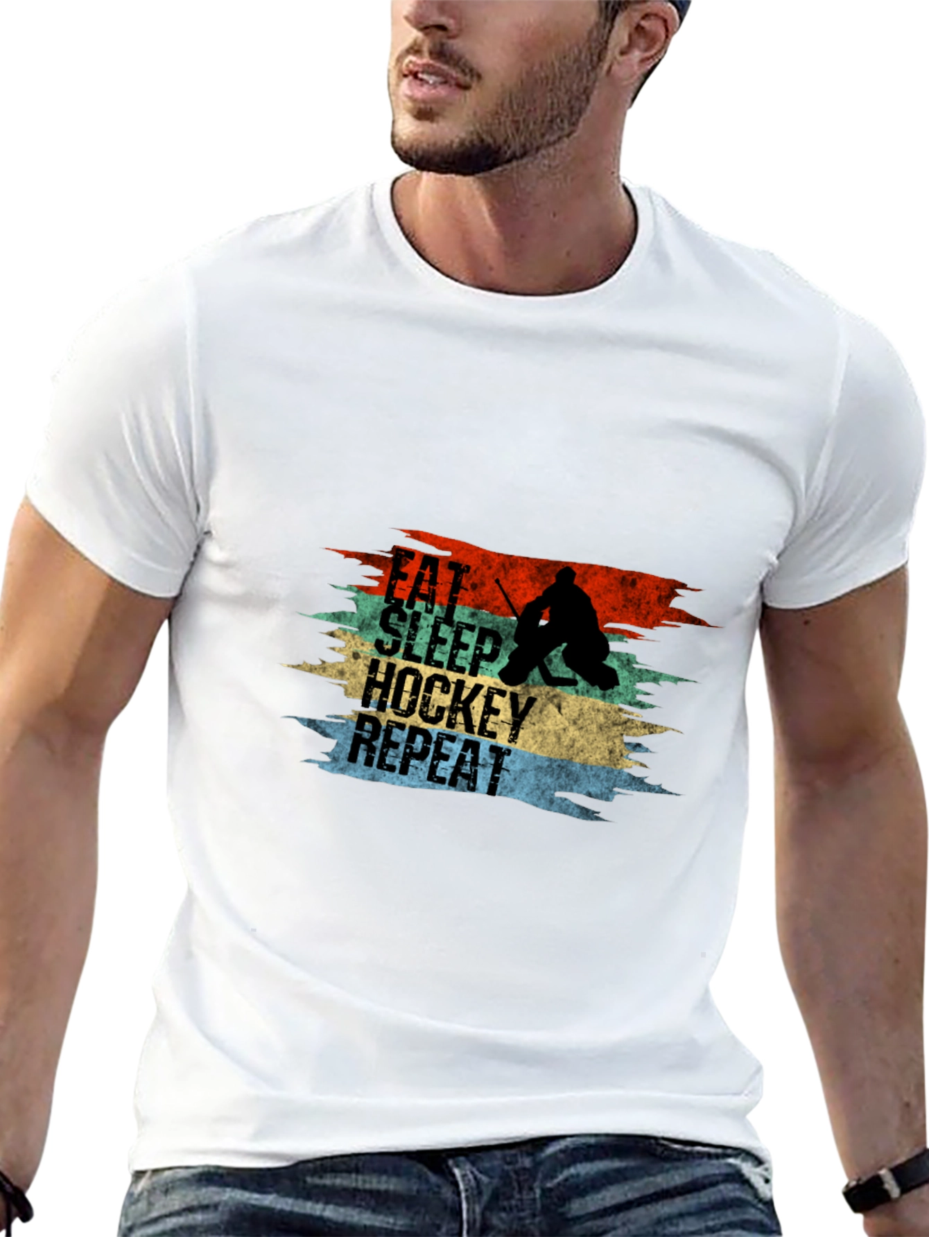 Eat Sleep Hockey Repeat Graphic Tee - 13